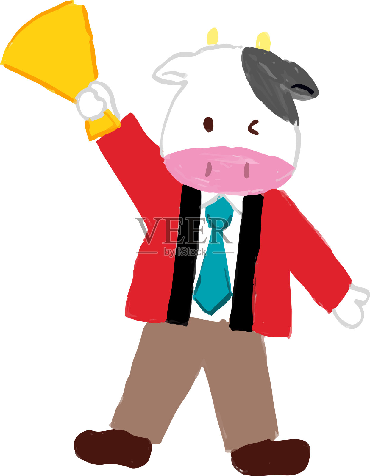 牛郎戴着喜气洋洋插画图片素材