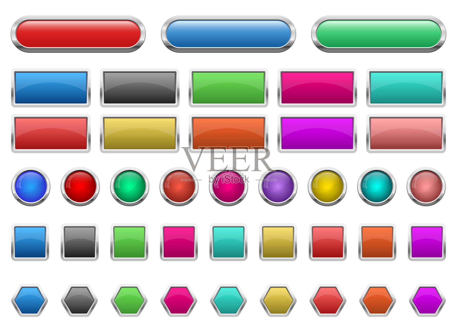 光滑的按钮设置矢量设计插图孤立的白色背景插画图片素材