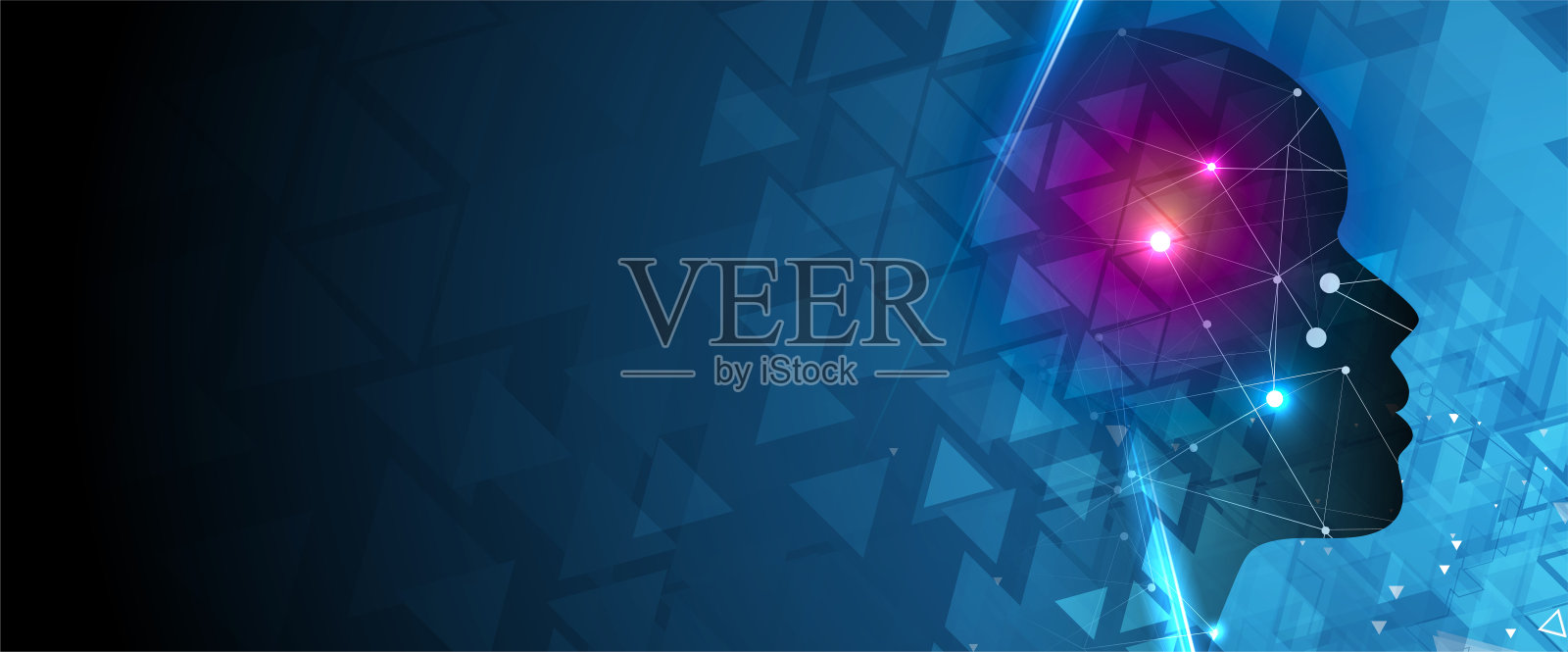 人工智能。技术网络背景。虚拟的概念插画图片素材