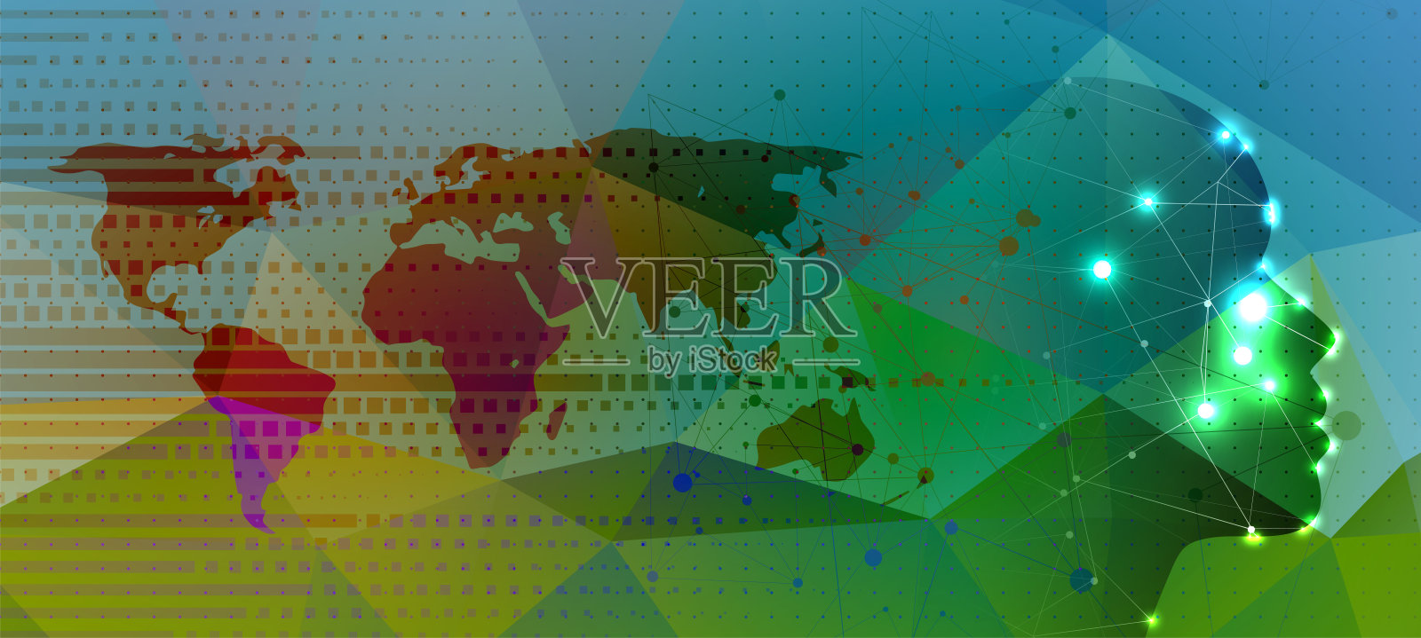 人工智能。技术网络背景。虚拟的概念插画图片素材