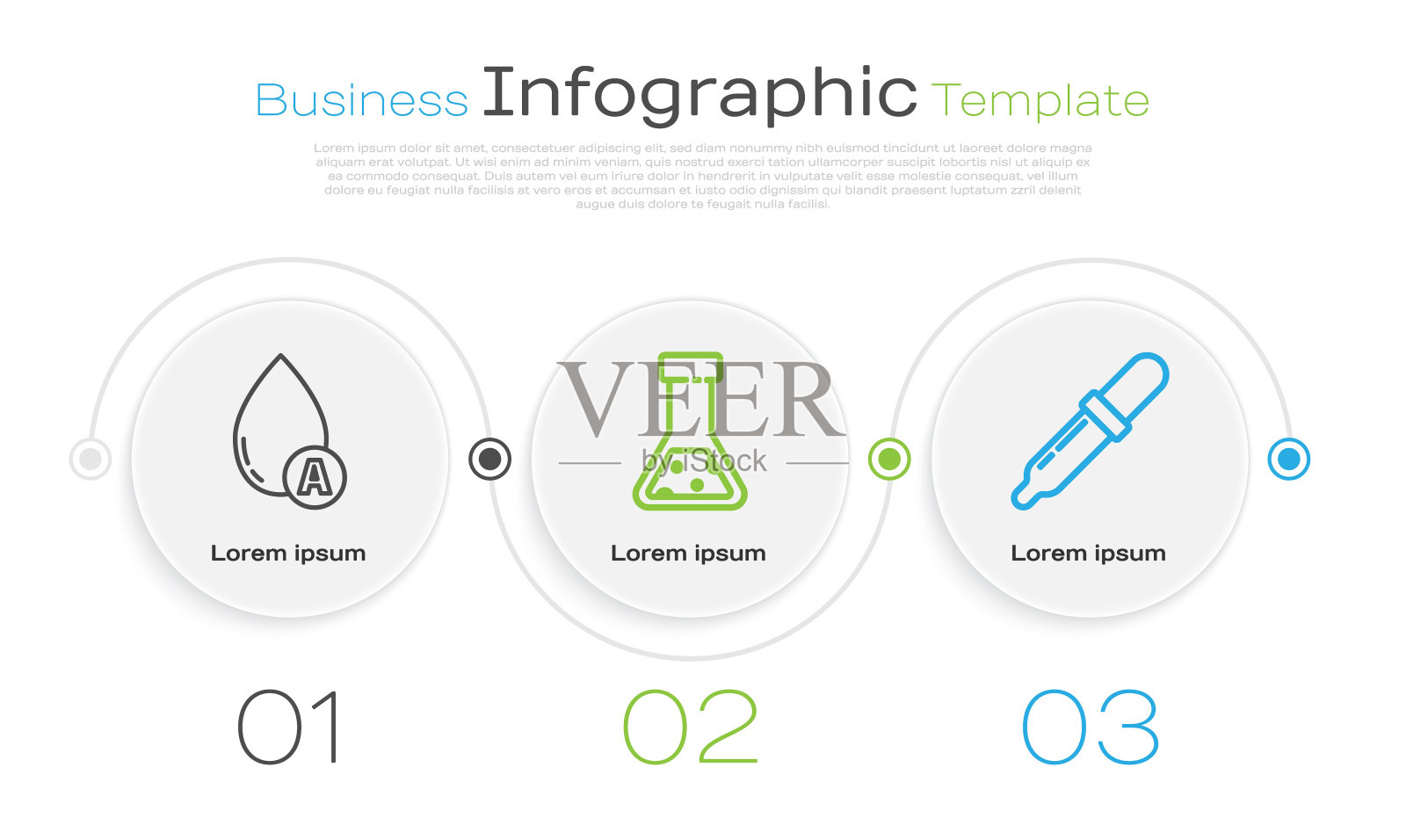 设置水滴、试管、烧瓶、吸管。业务信息模板。向量设计模板素材