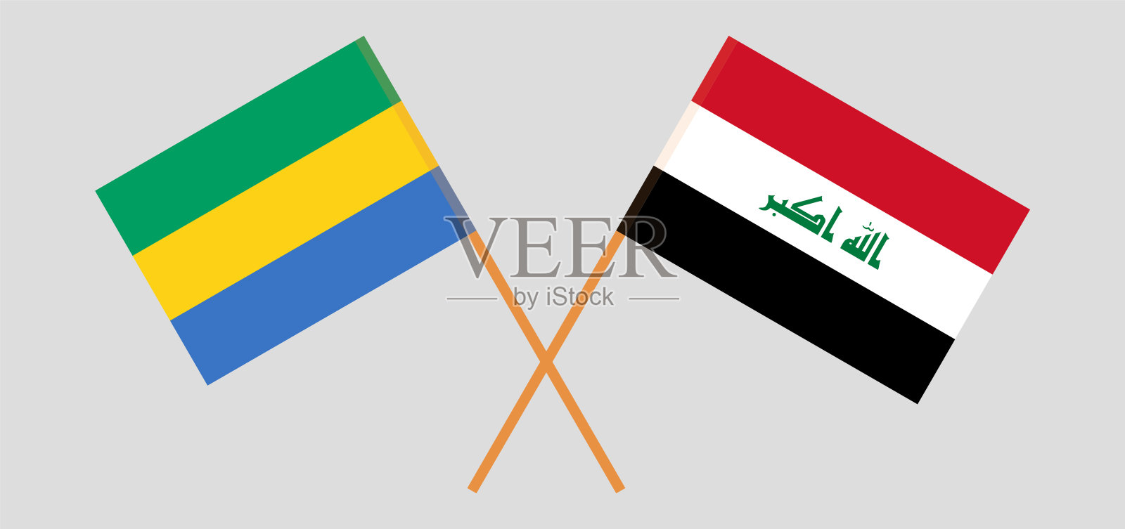 加蓬和伊拉克的国旗交叉插画图片素材