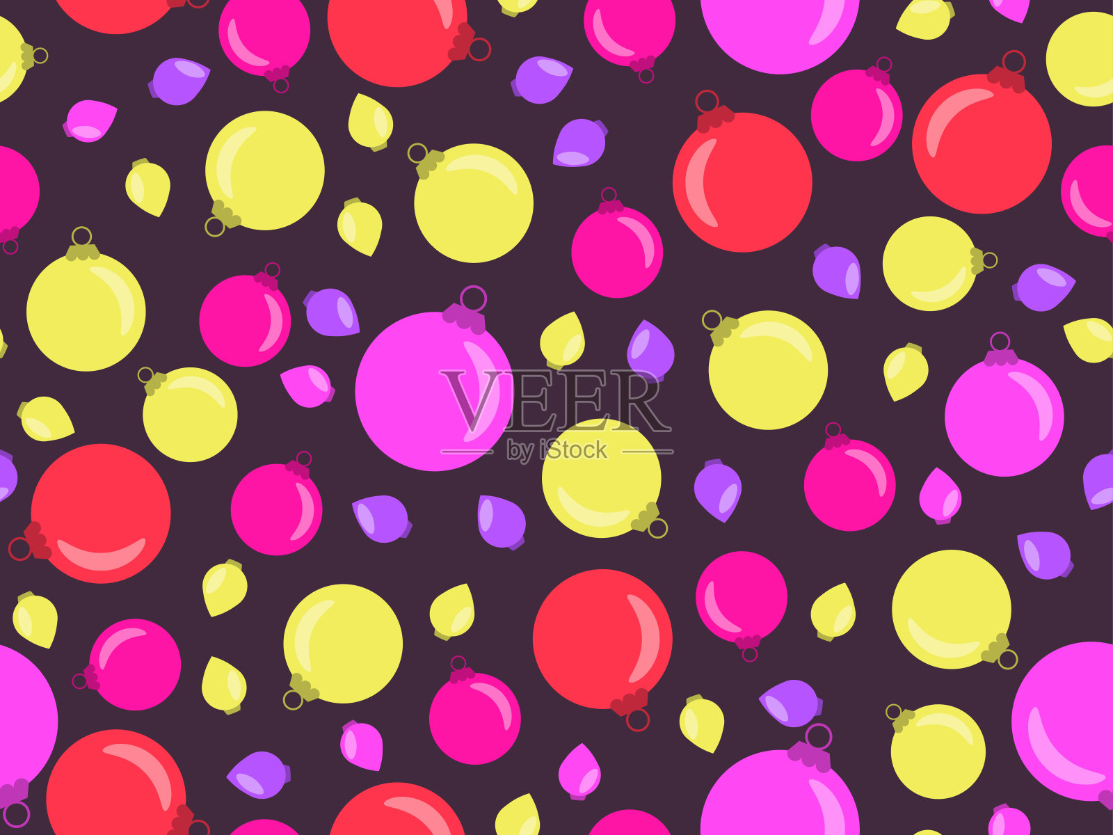 圣诞球无缝图案。圣诞装饰品，贺卡，包装纸，横幅和海报。圣诞贺卡设计模板。寒假。矢量图插画图片素材