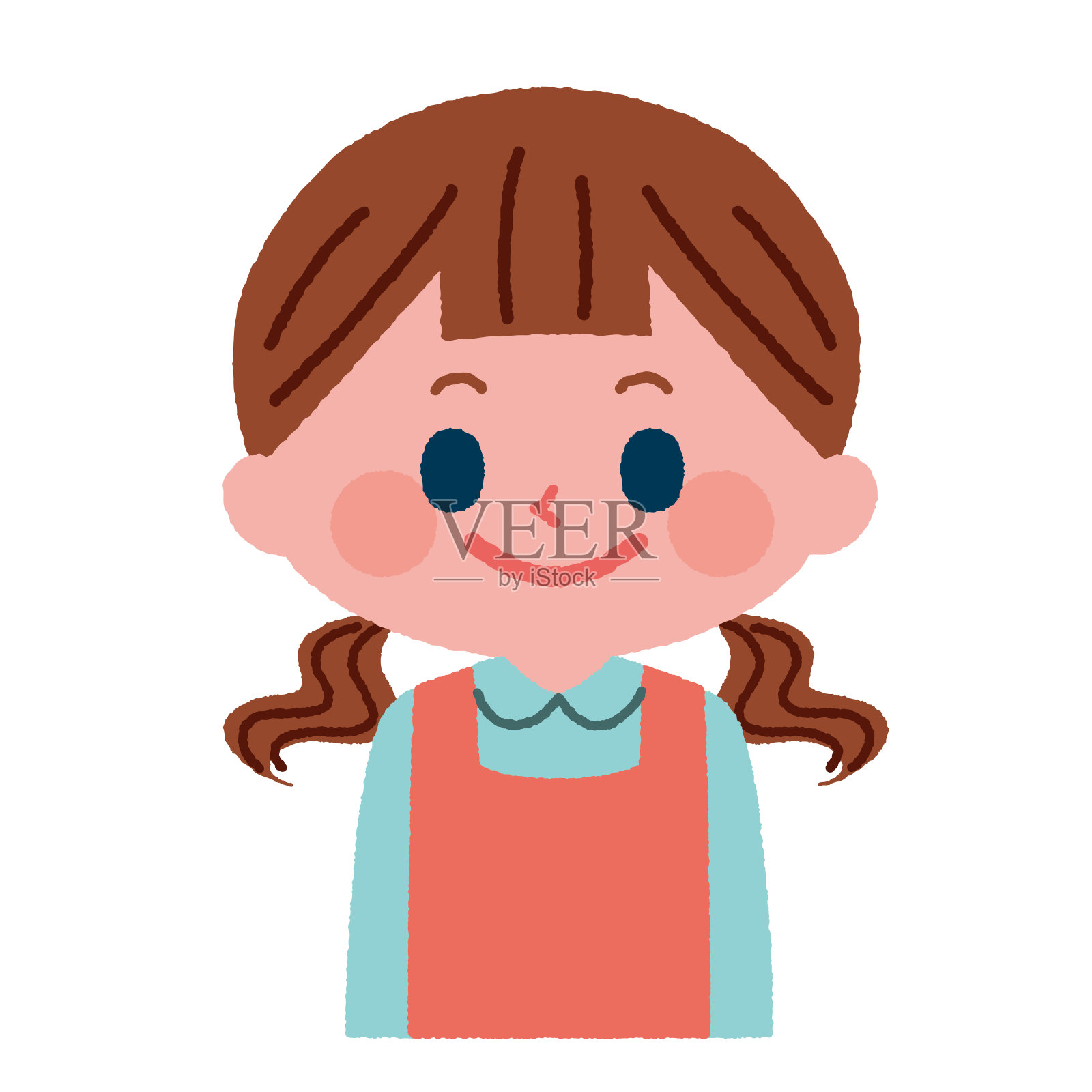 笑女孩的插画材料设计元素图片