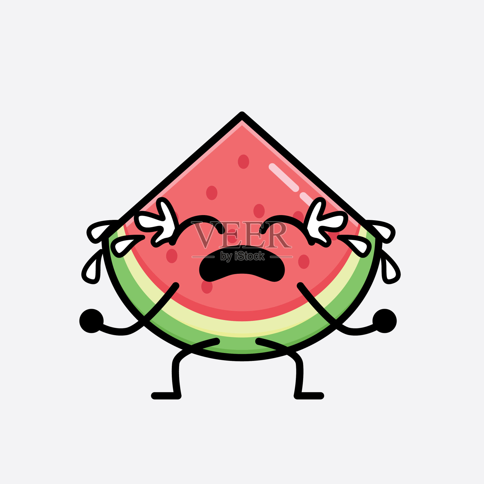 可爱的西瓜吉祥物人物在平面设计插画图片素材