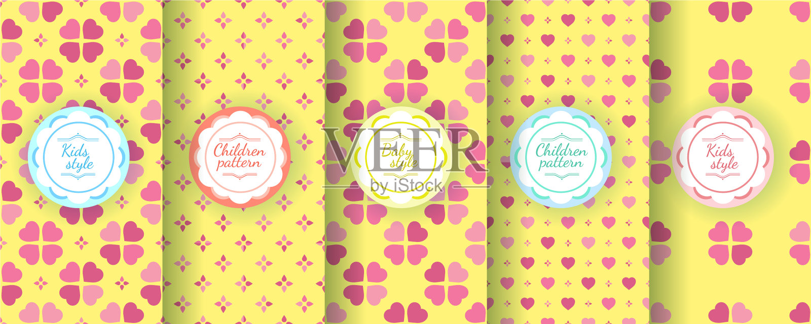 儿童彩色无缝图案可爱的设计插画图片素材