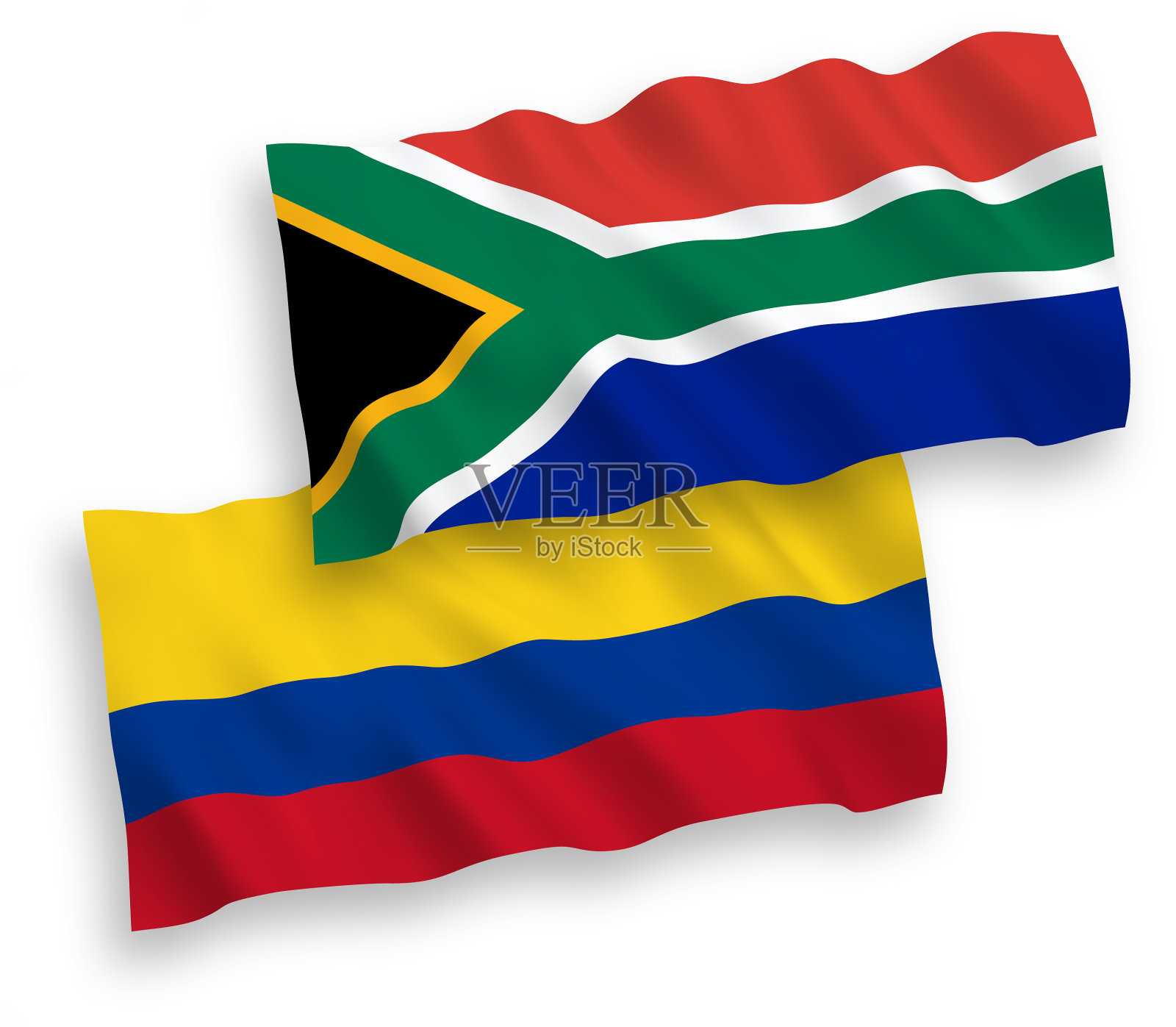 哥伦比亚和南非共和国国旗上设计元素图片