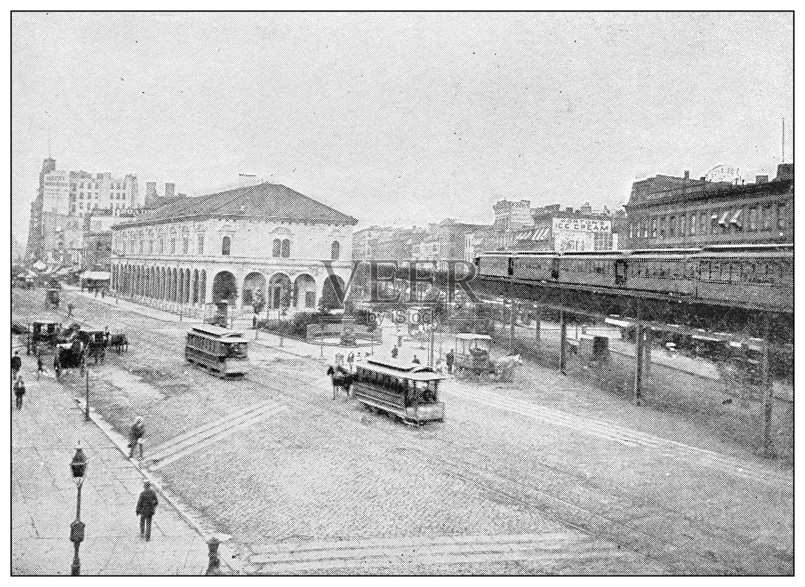 纽约的古董黑白照片:先驱广场照片摄影图片