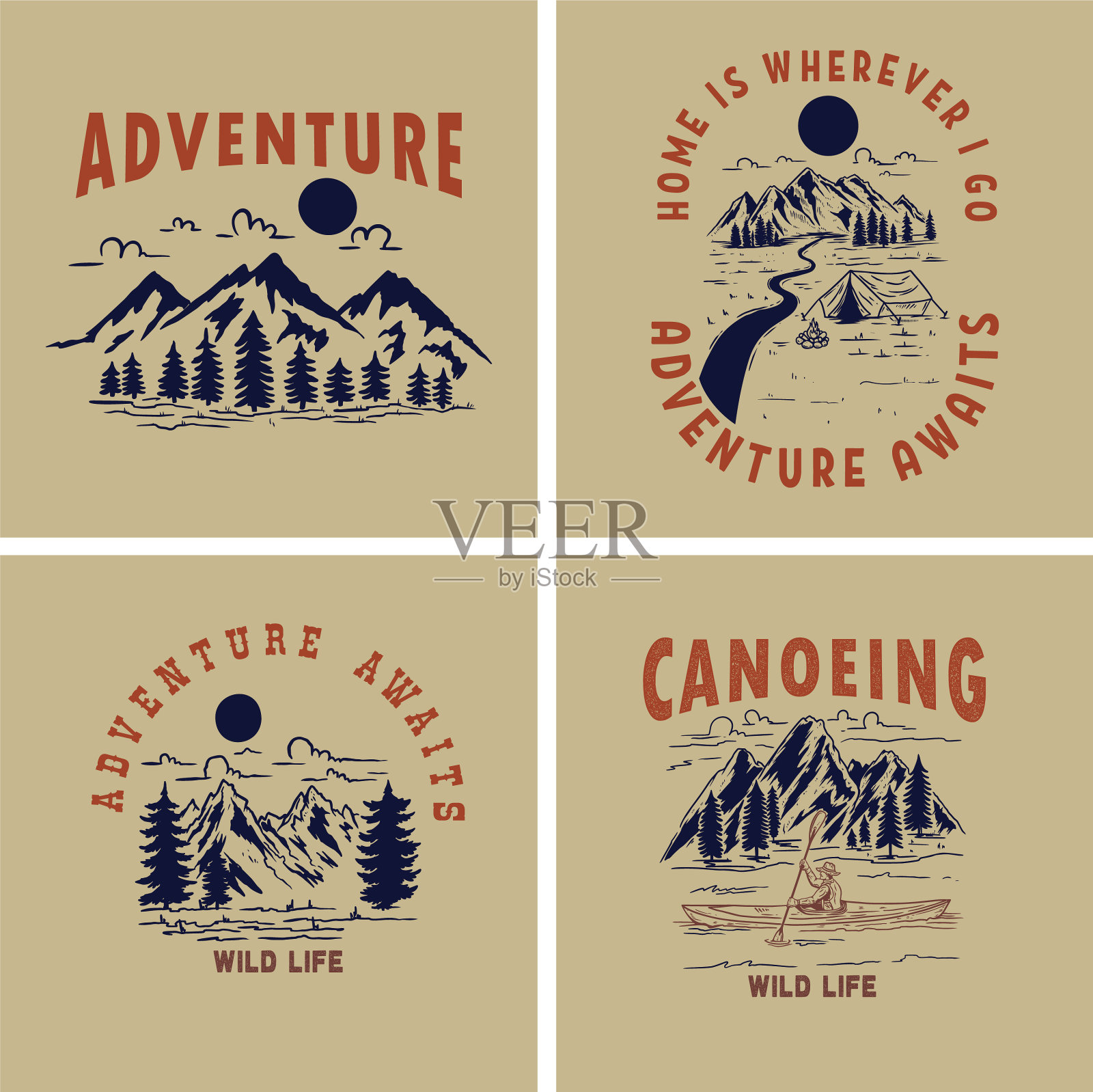 设置复古海报设计与山图标素材