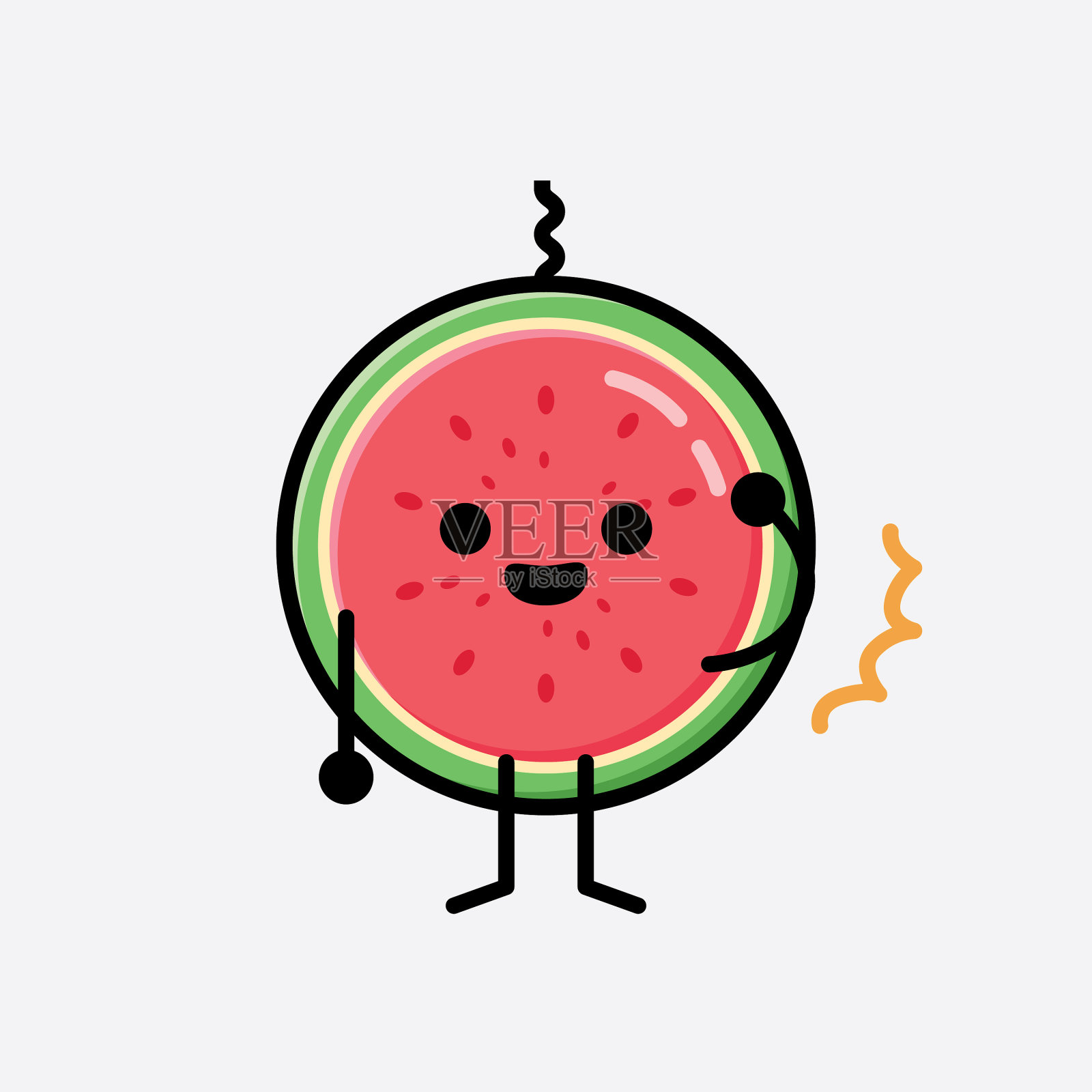 可爱的西瓜吉祥物人物在平面设计插画图片素材