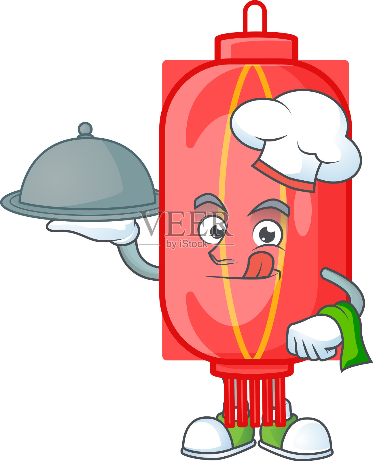 中国传统的厨师将食物放在盘子里设计元素图片