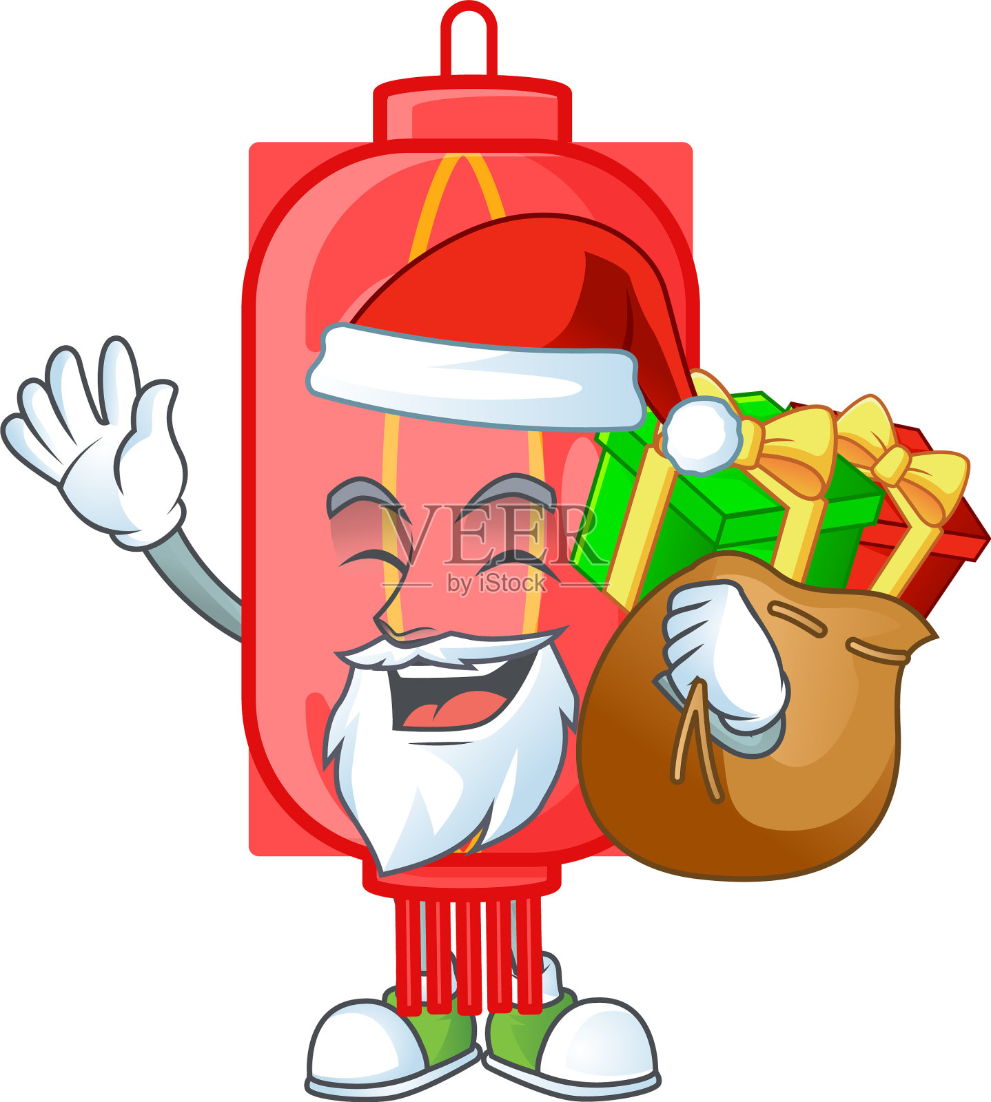 圣诞老人中国传统纸盒礼物设计元素图片