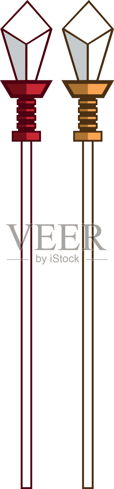 金色和栗色矛的纹章图标插画图片素材