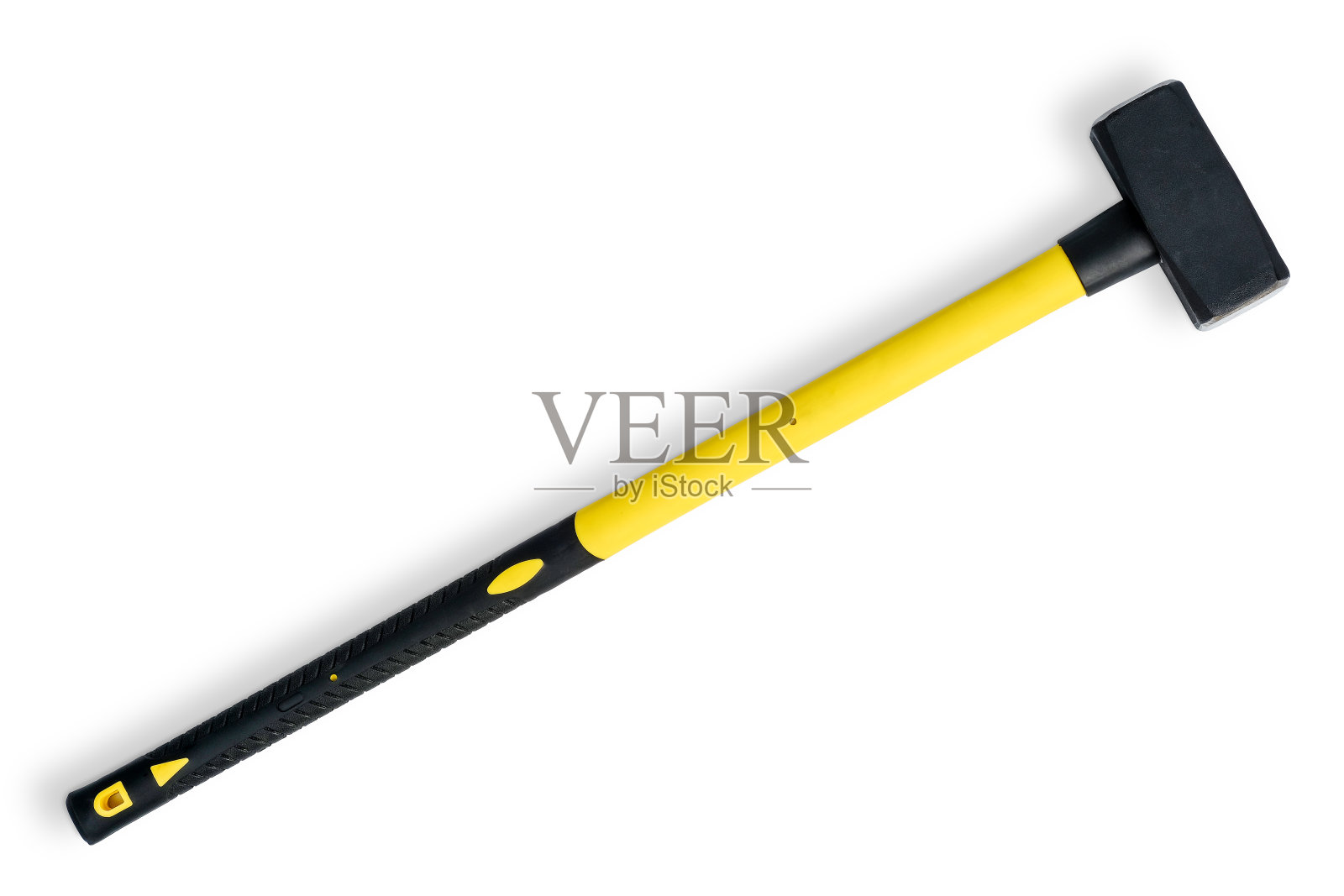 消防队员工具箱中的黄色大锤被孤立在白色背景上。照片摄影图片