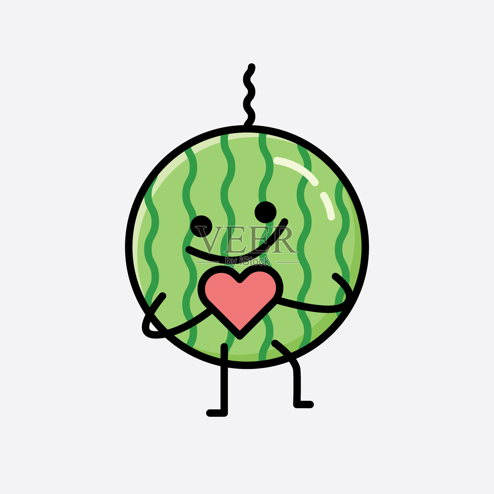 可爱的西瓜吉祥物人物在平面设计插画图片素材