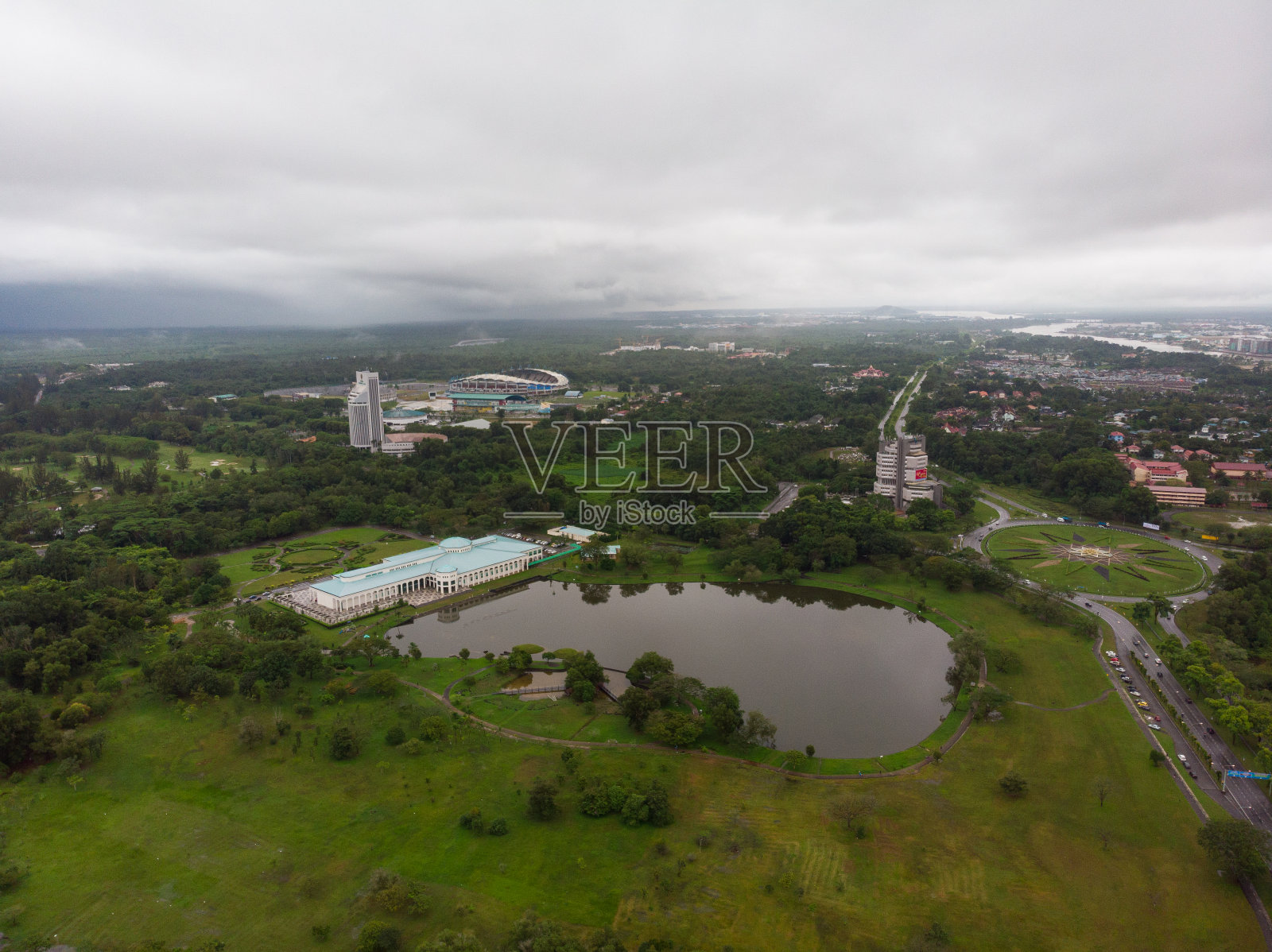 彼得雷乌斯将军，古晋鸟瞰图照片摄影图片