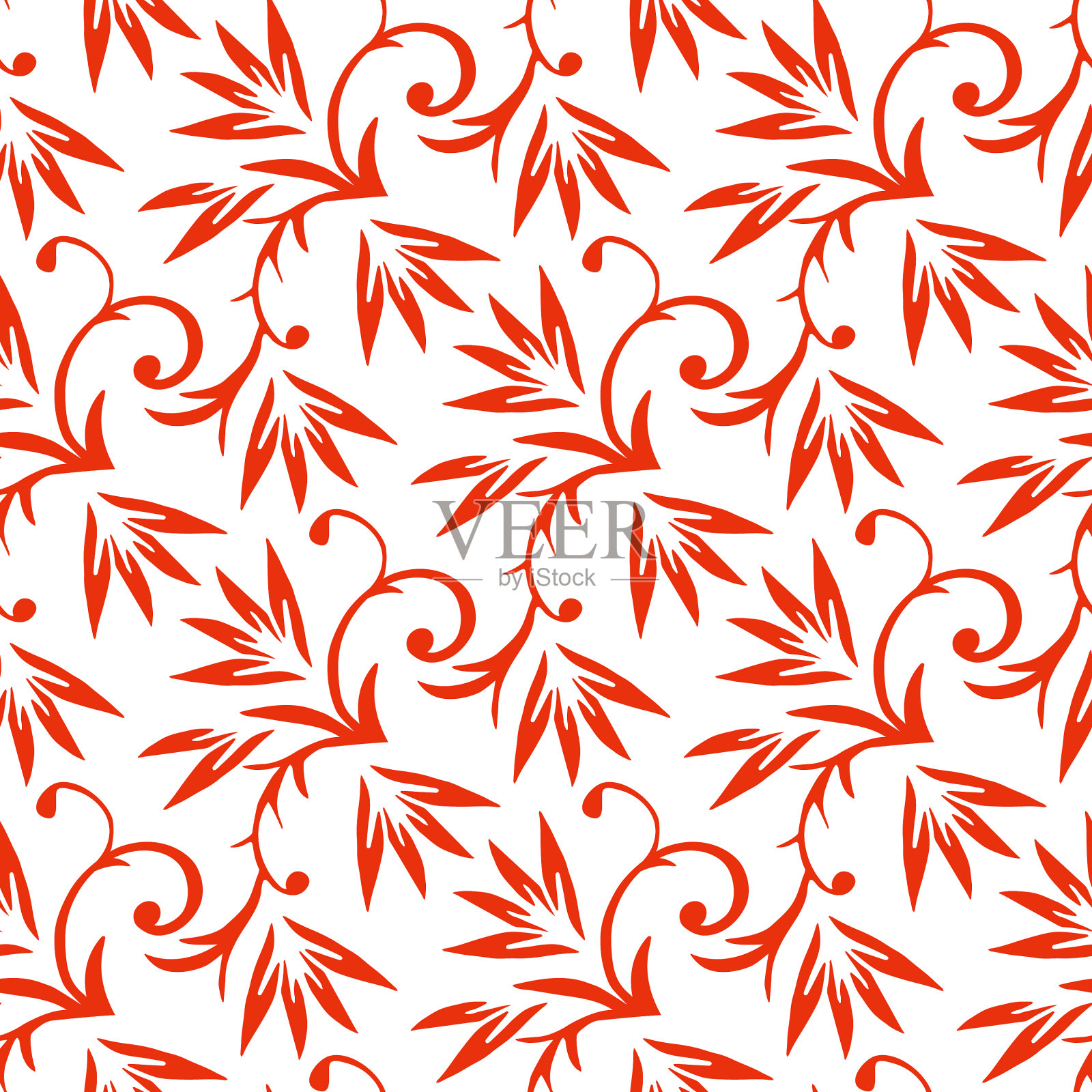 无缝图案与手绘花卉元素插画图片素材