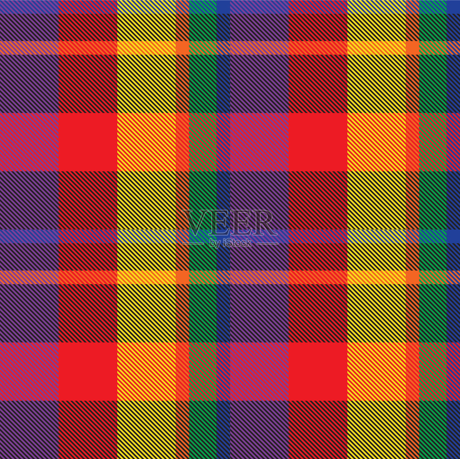 彩虹格子呢格子无缝图案插画图片素材