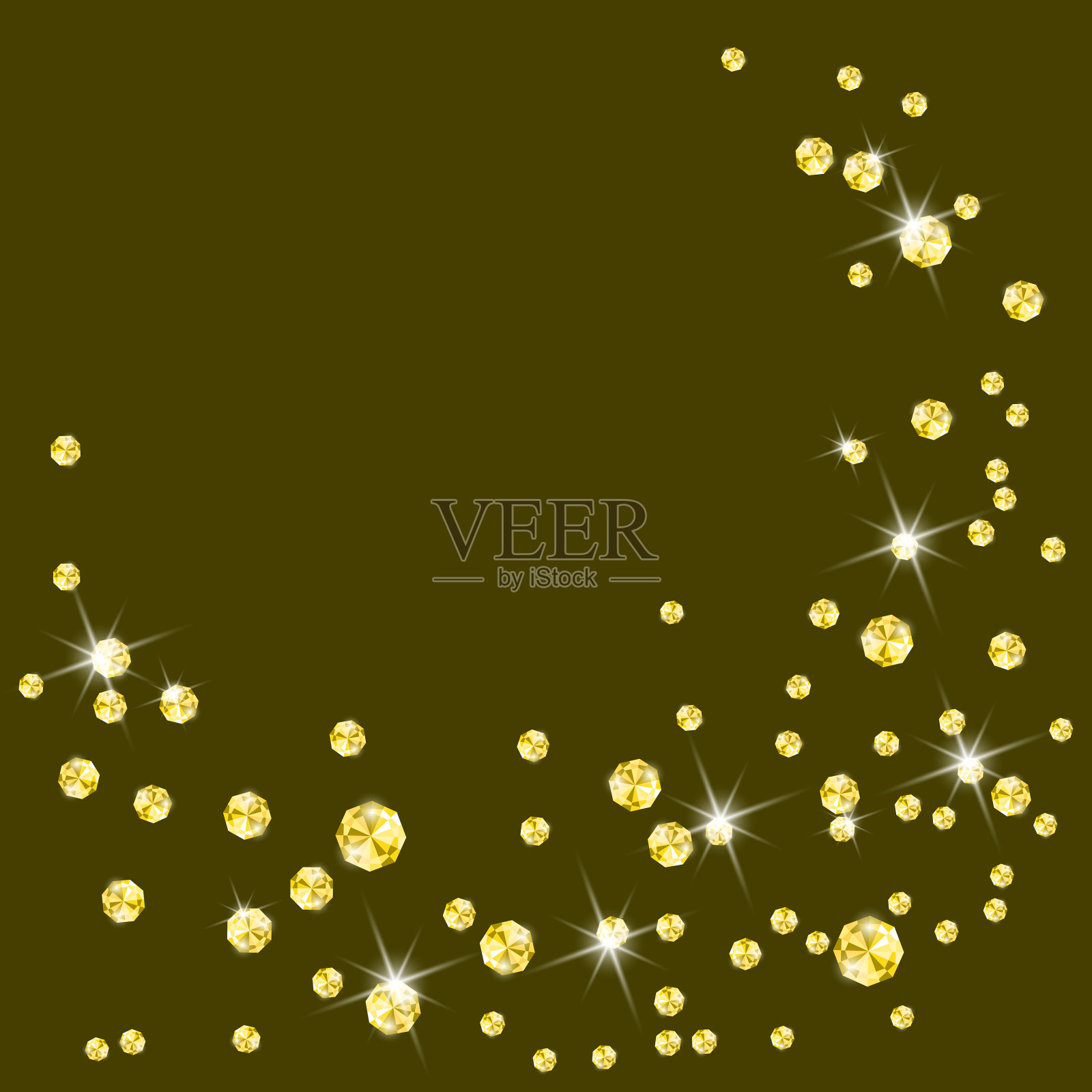 在黑暗的背景上闪闪发光的黄色钻石插画图片素材