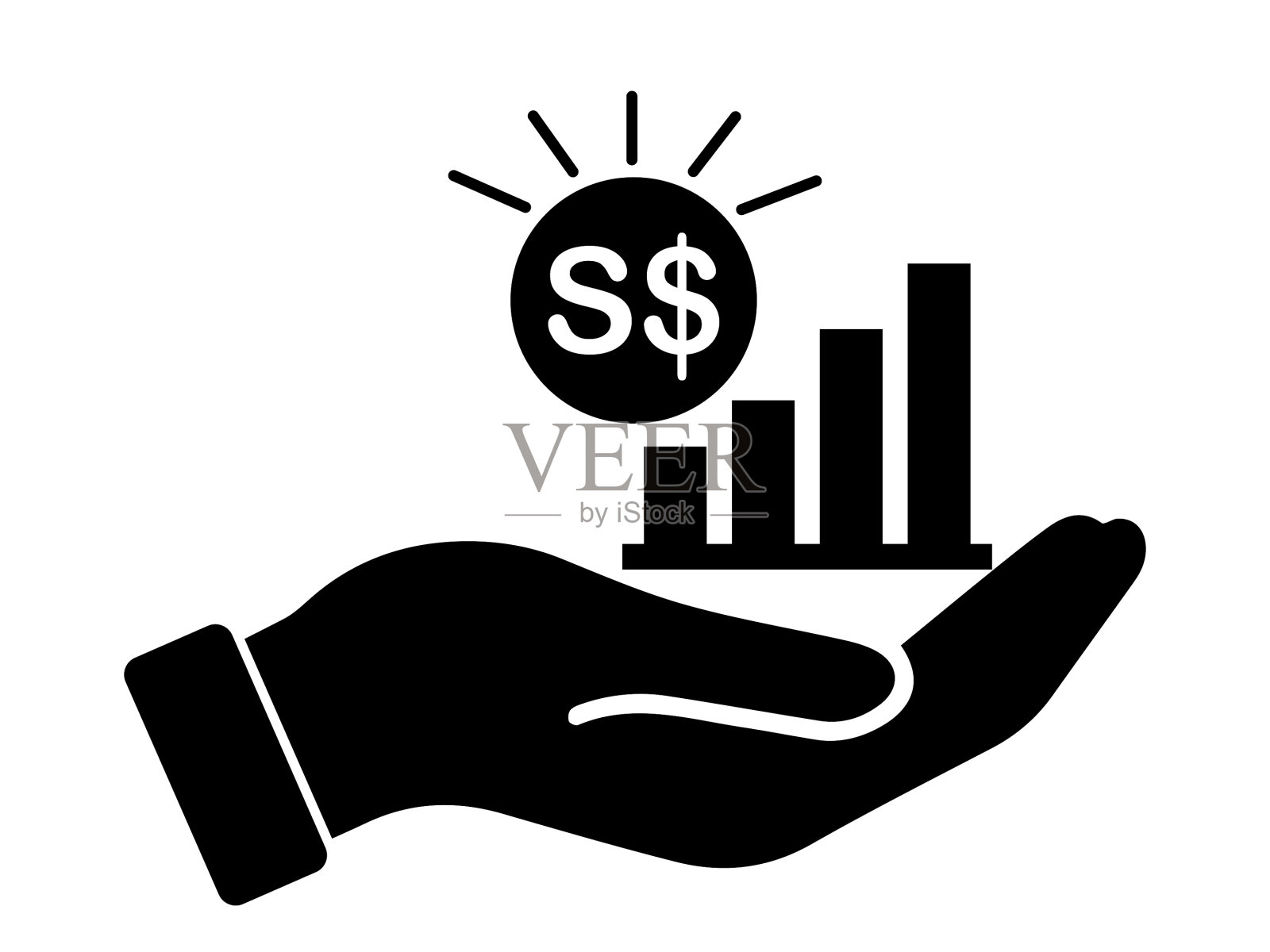 手掌出新加坡元增长条形图设计元素图片