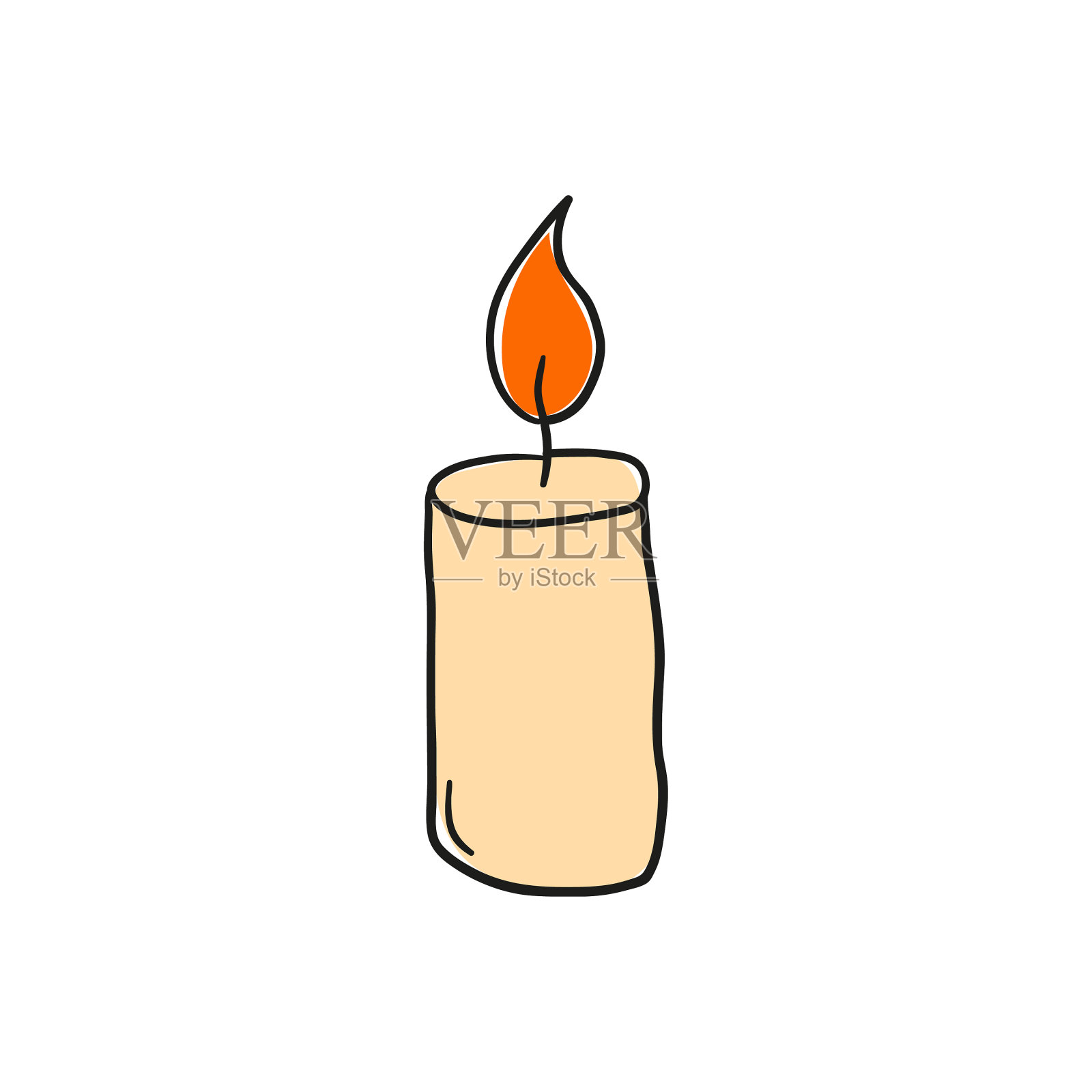 画一支燃烧的蜡烛图标素材