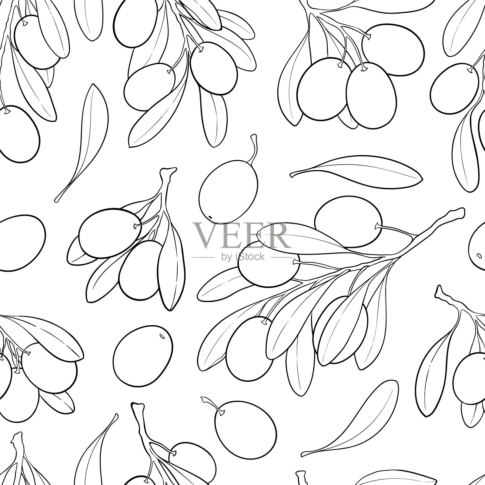 无缝图案黑白草图轮廓插画图片素材