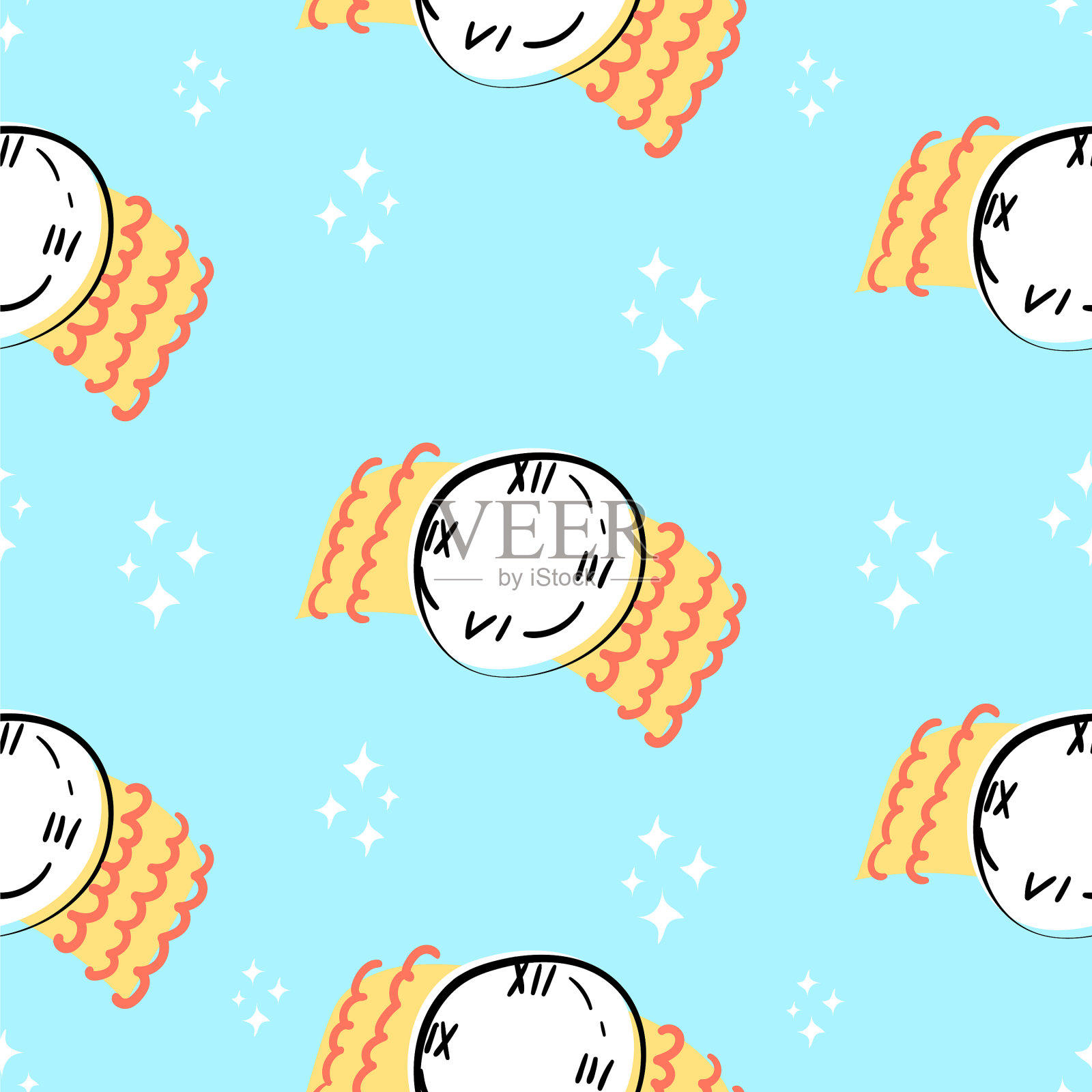 腕表与星星图案无缝衔接插画图片素材