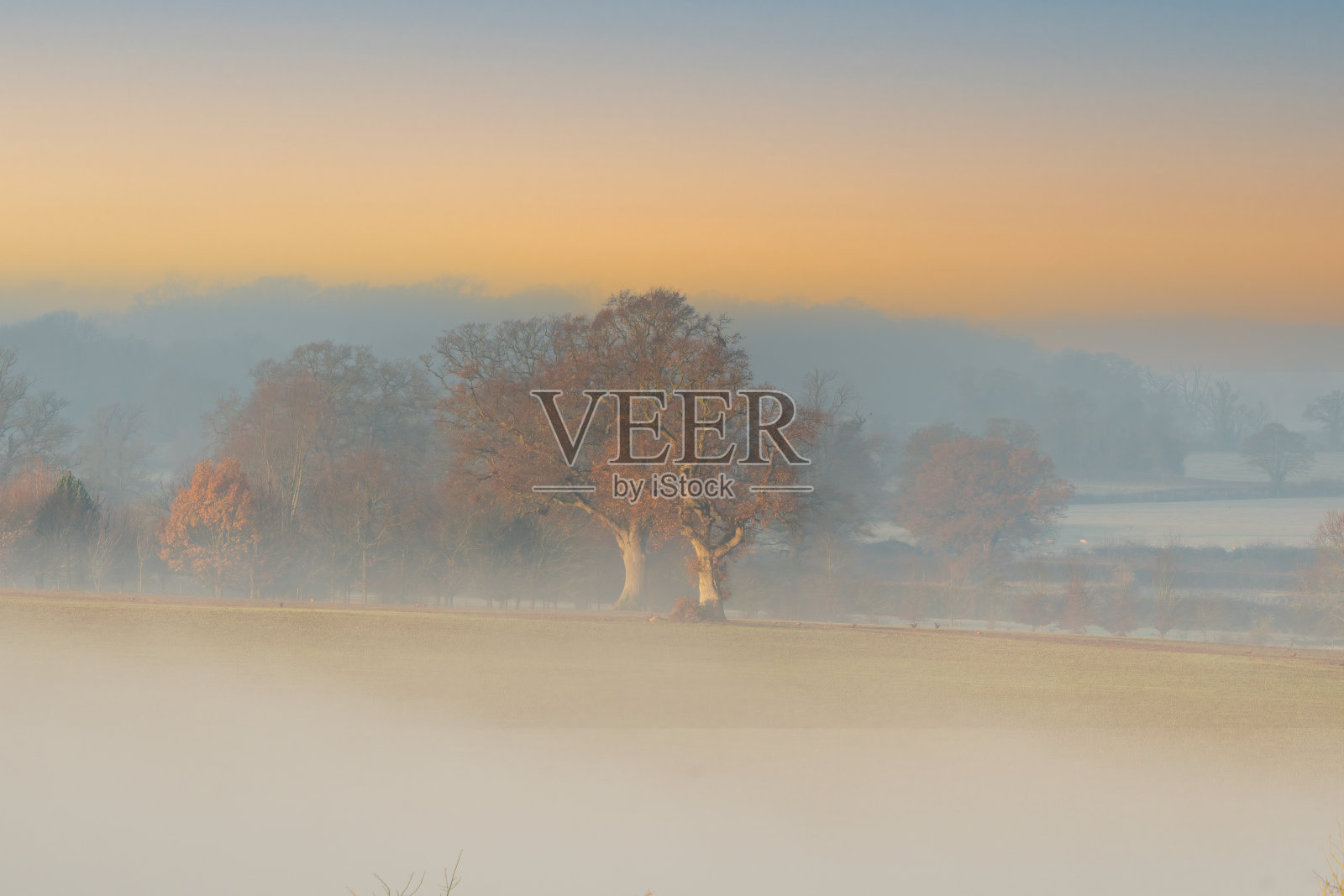 在一个雾蒙蒙的早晨穿过英国的乡村照片摄影图片