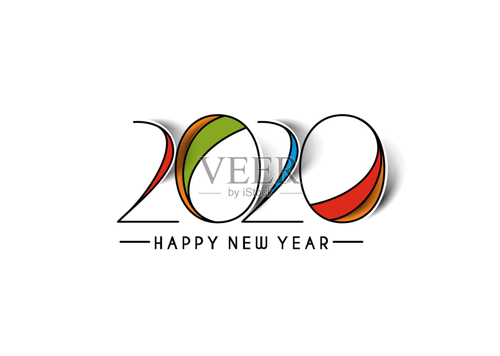 新年快乐2020文字排版设计模式插画图片素材