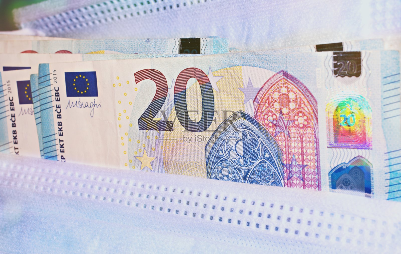 钞票和面具照片摄影图片