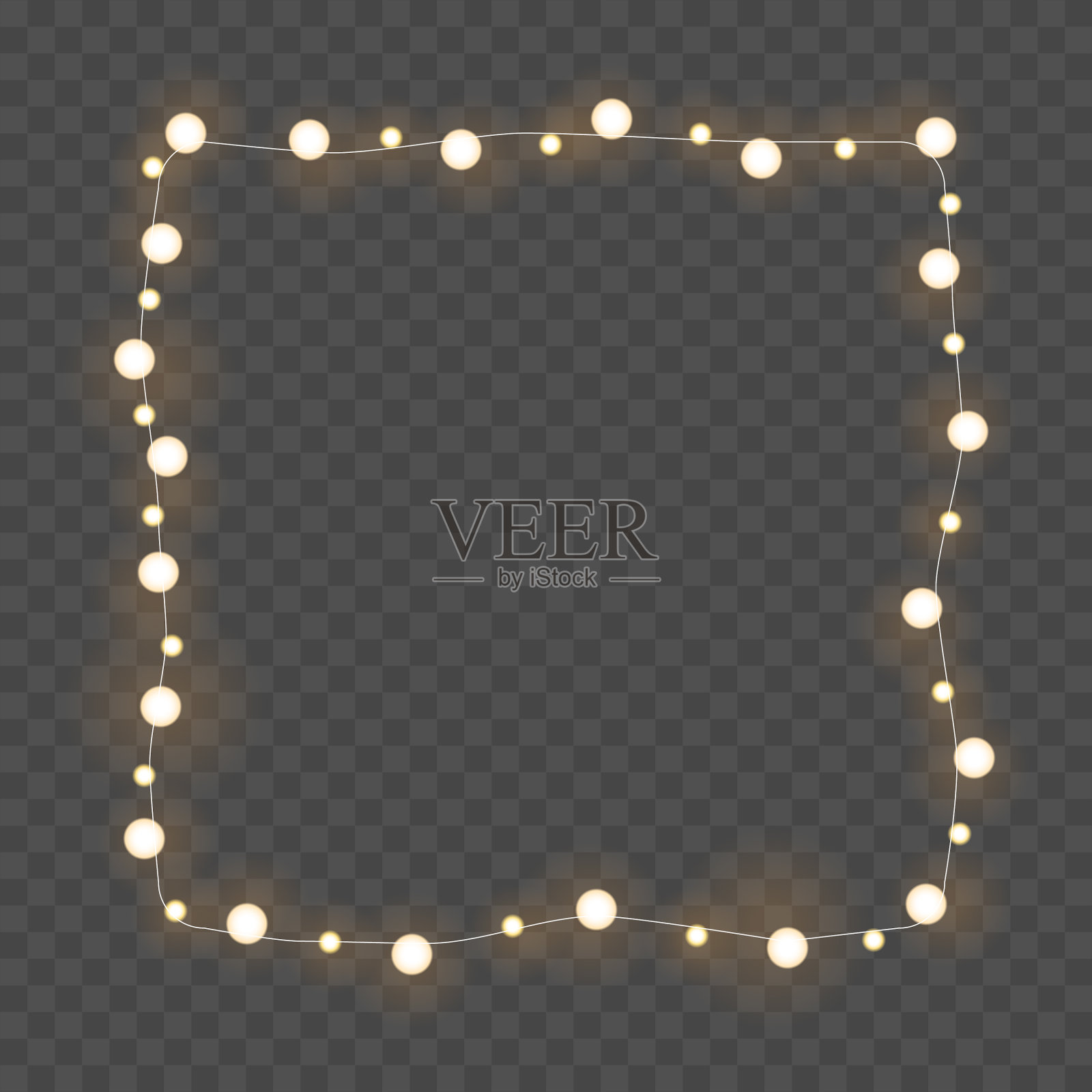 方形的圣诞灯插画图片素材