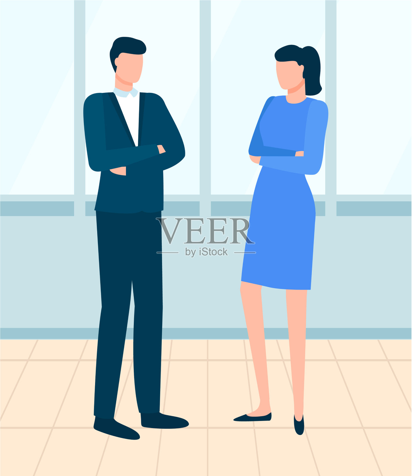 商人和女商人在开会插画图片素材