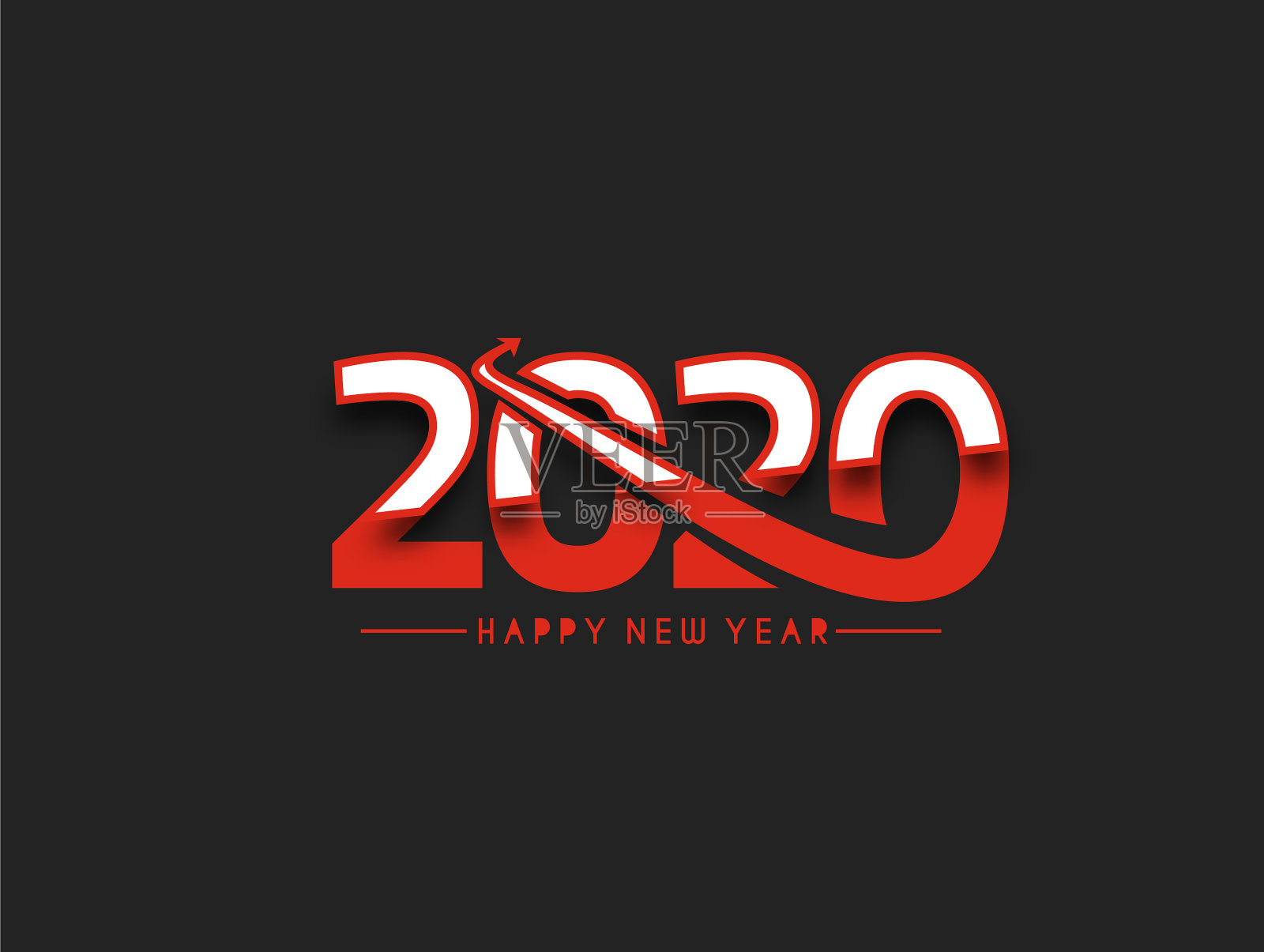 新年快乐2020文字排版设计插画图片素材