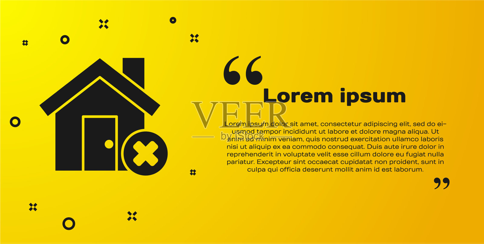 黑色的房子与错误的标志图标隔离插画图片素材