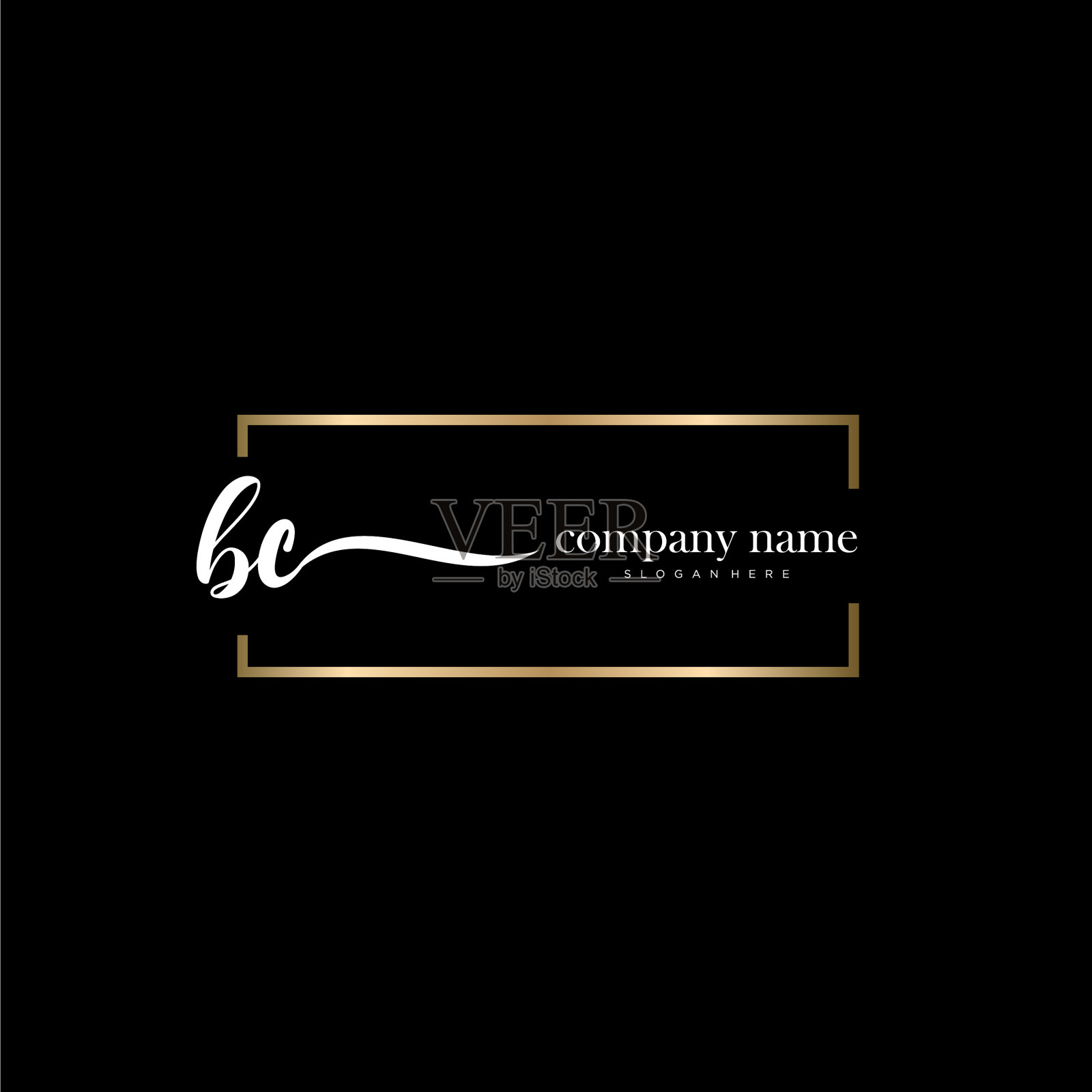 BC首字母手写logo手绘插画图片素材