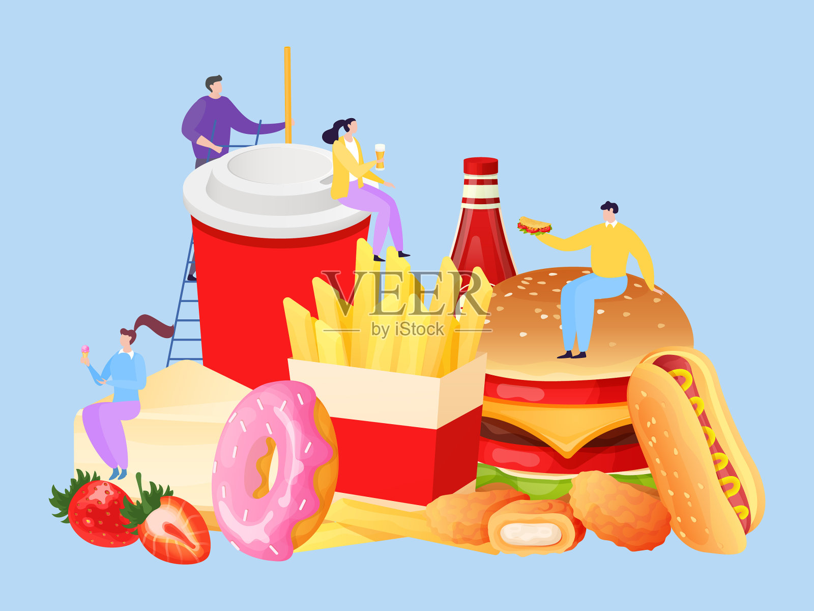 快餐小人概念插画图片素材