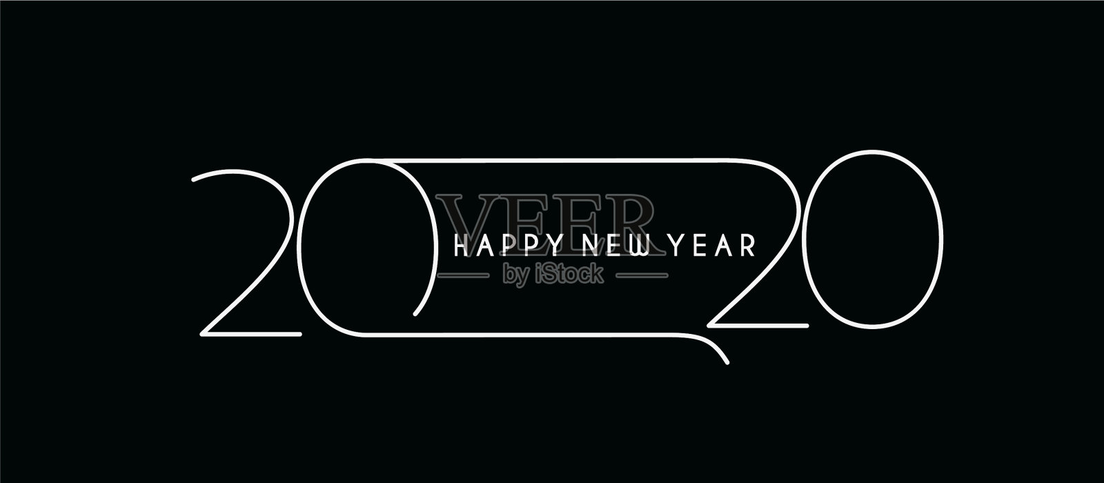 新年快乐2020文字排版设计模式插画图片素材