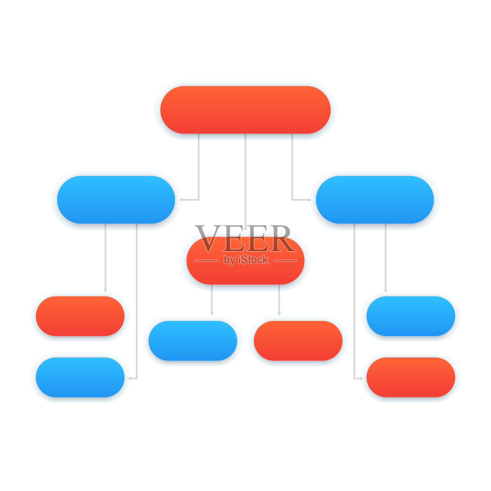 流程图模板，现代设计在蓝色和橙色插画图片素材