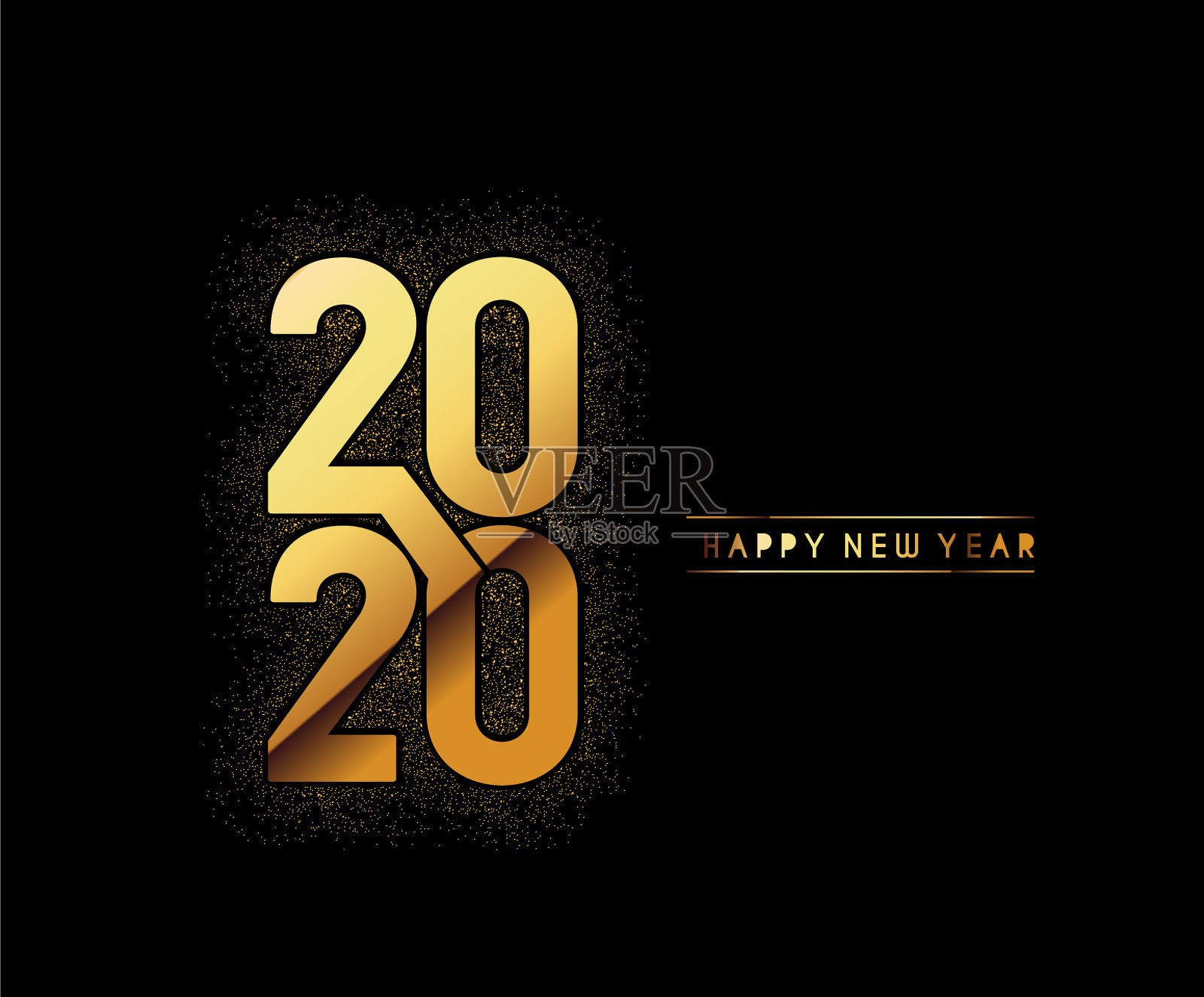 2020年新年快乐文字排版设计图案插画图片素材