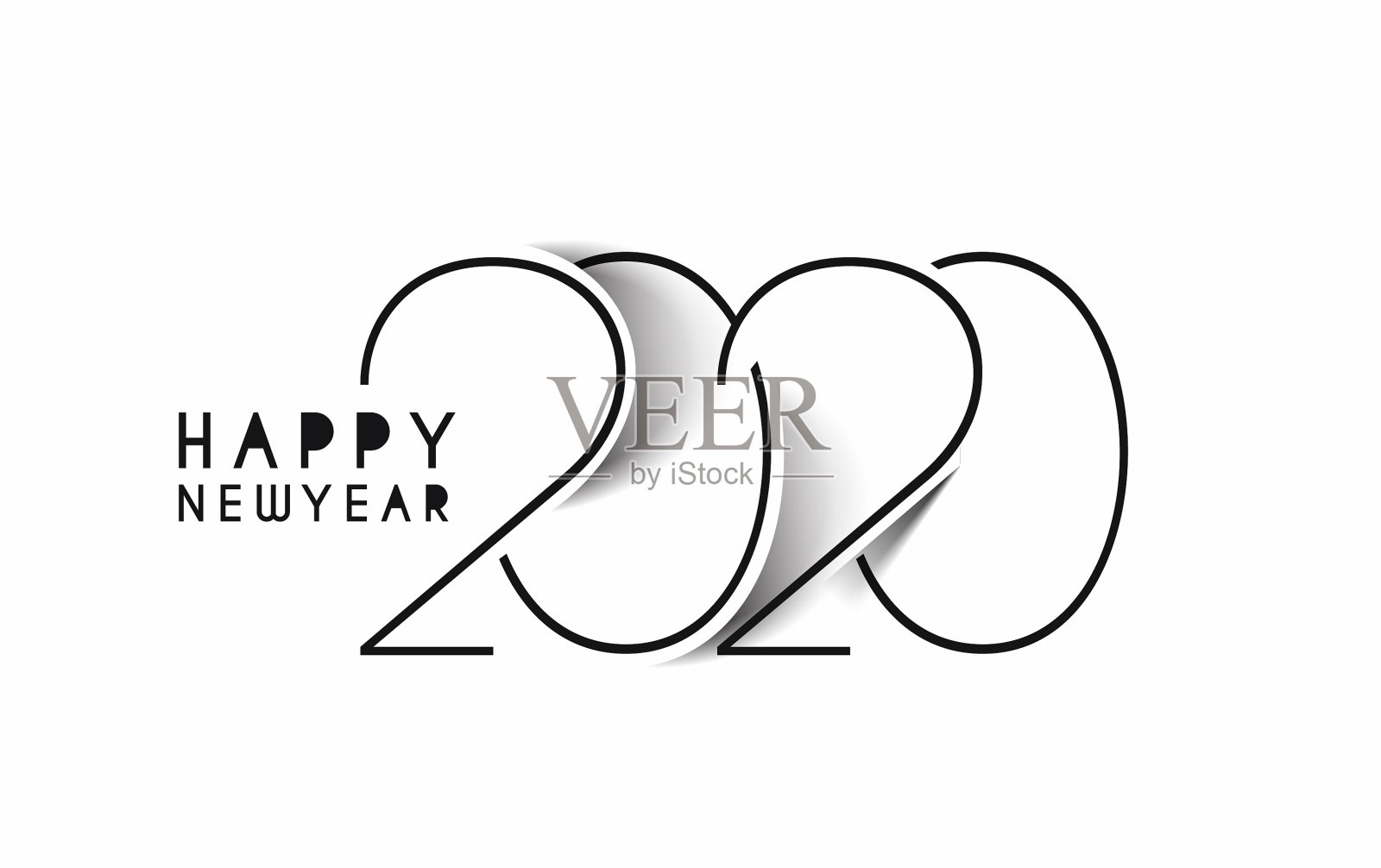 新年快乐2020文字排版设计模式插画图片素材