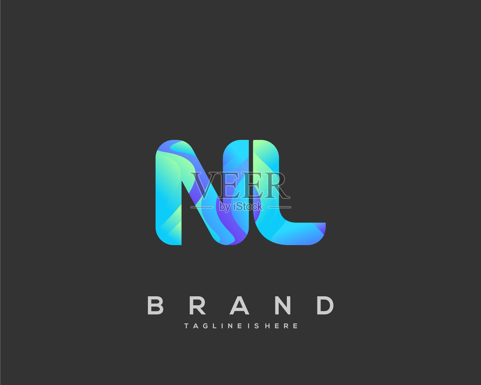 Nl初始标志与彩色模板插画图片素材