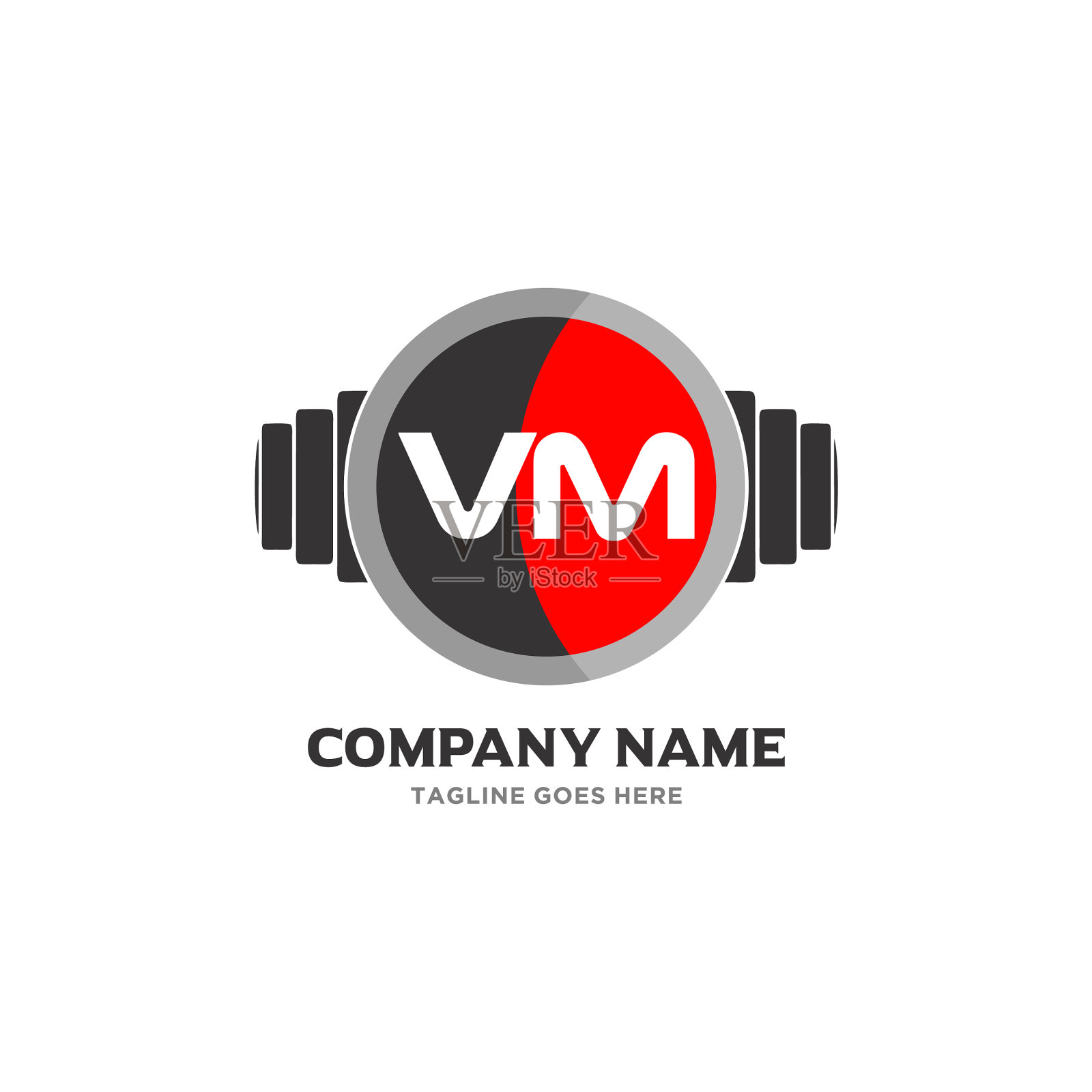 Vm字母标识设计图标健身和音乐插画图片素材