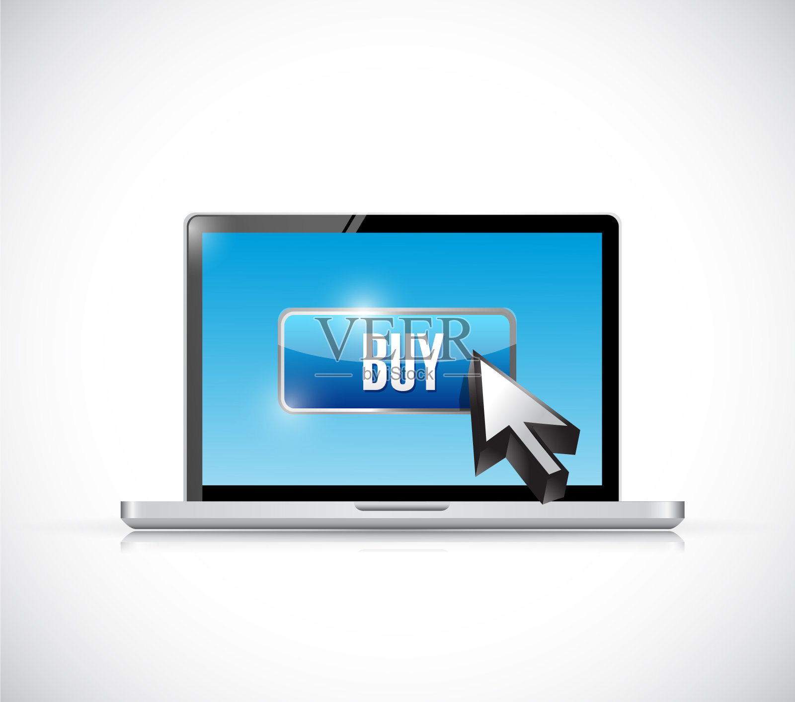 购买按钮上的笔记本电脑插图设计插画图片素材