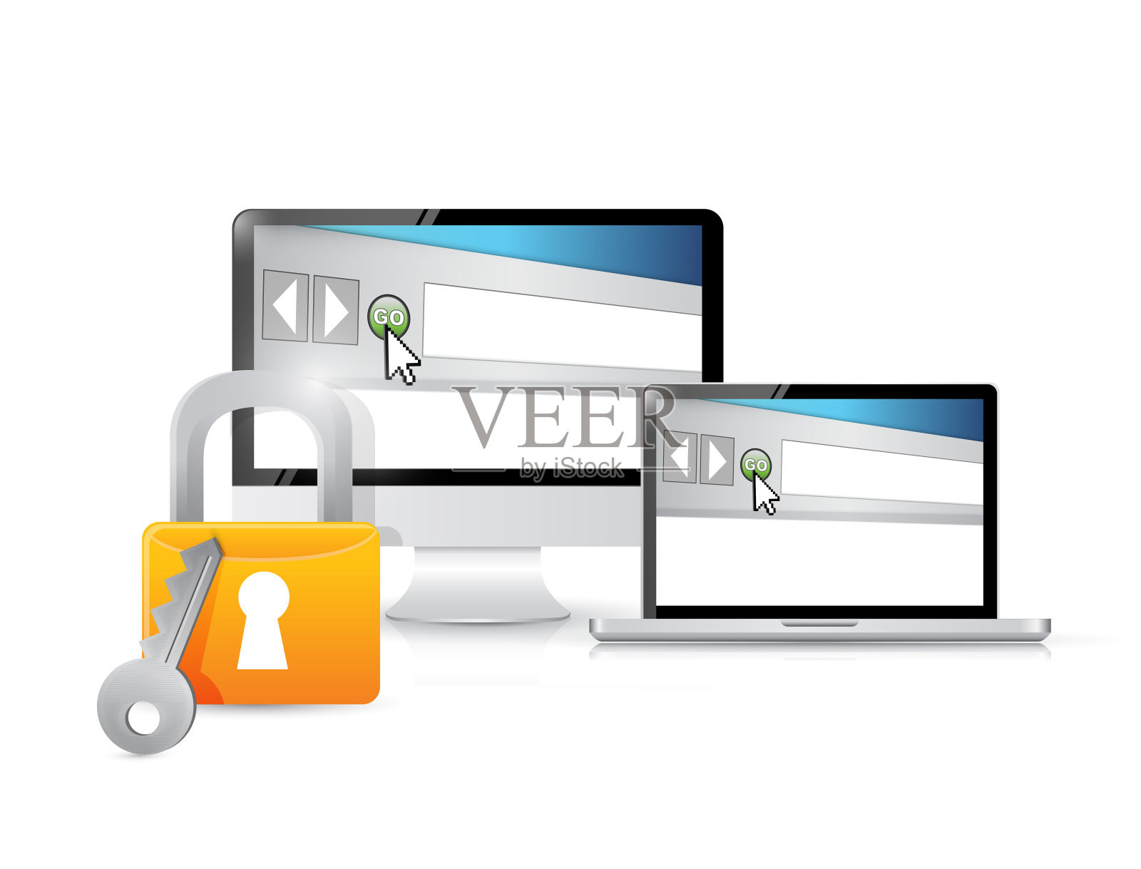 浏览器连接保护概念插画图片素材