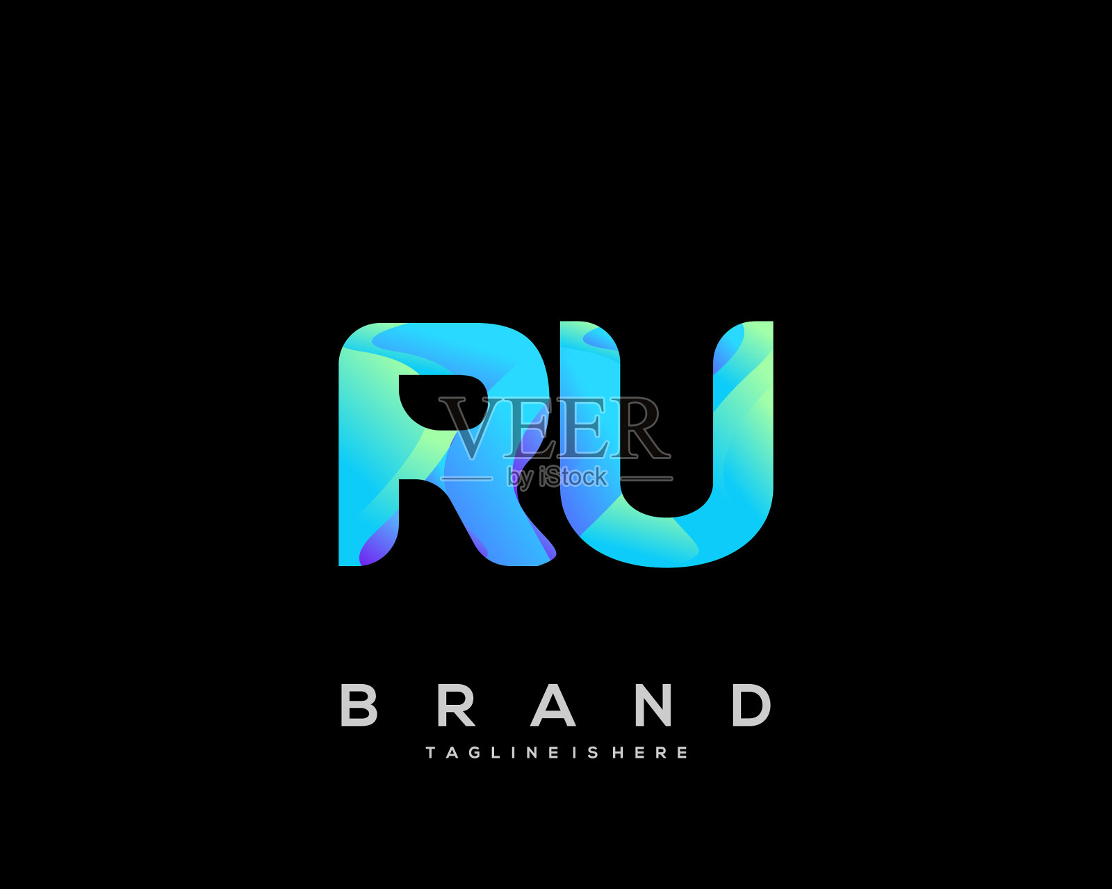 Ru初始标志与彩色模板插画图片素材