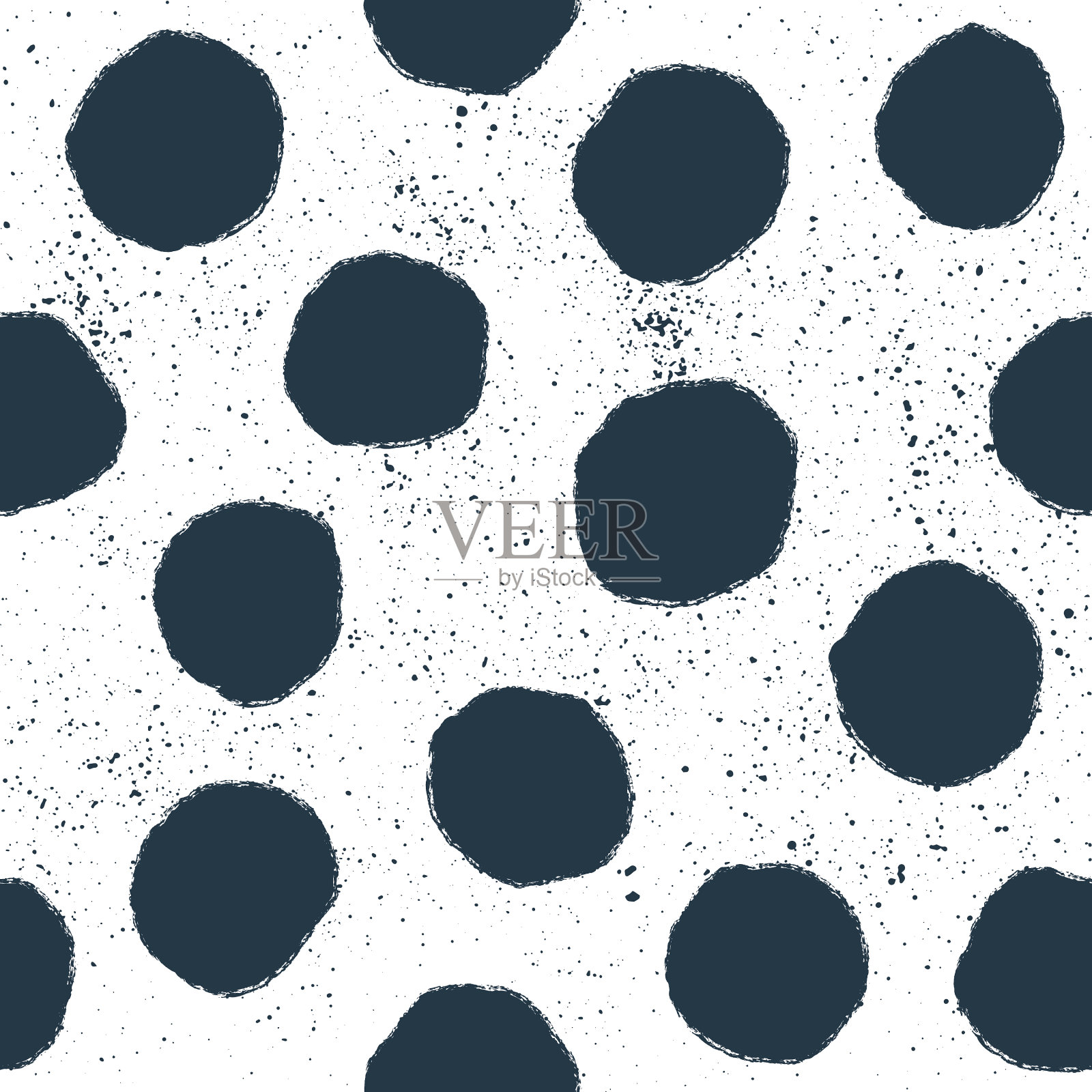 无缝图案与深蓝色圆点插画图片素材