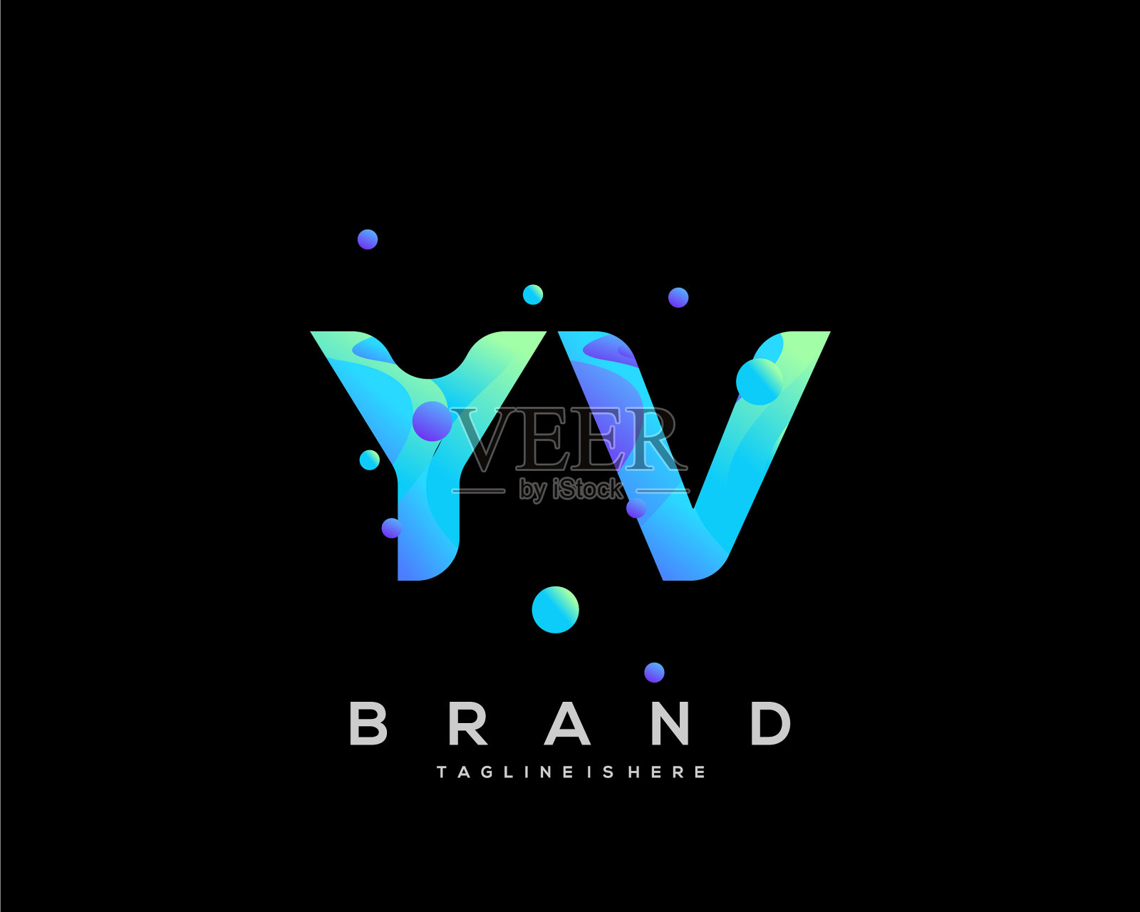 Yv初始标志与彩色模板插画图片素材