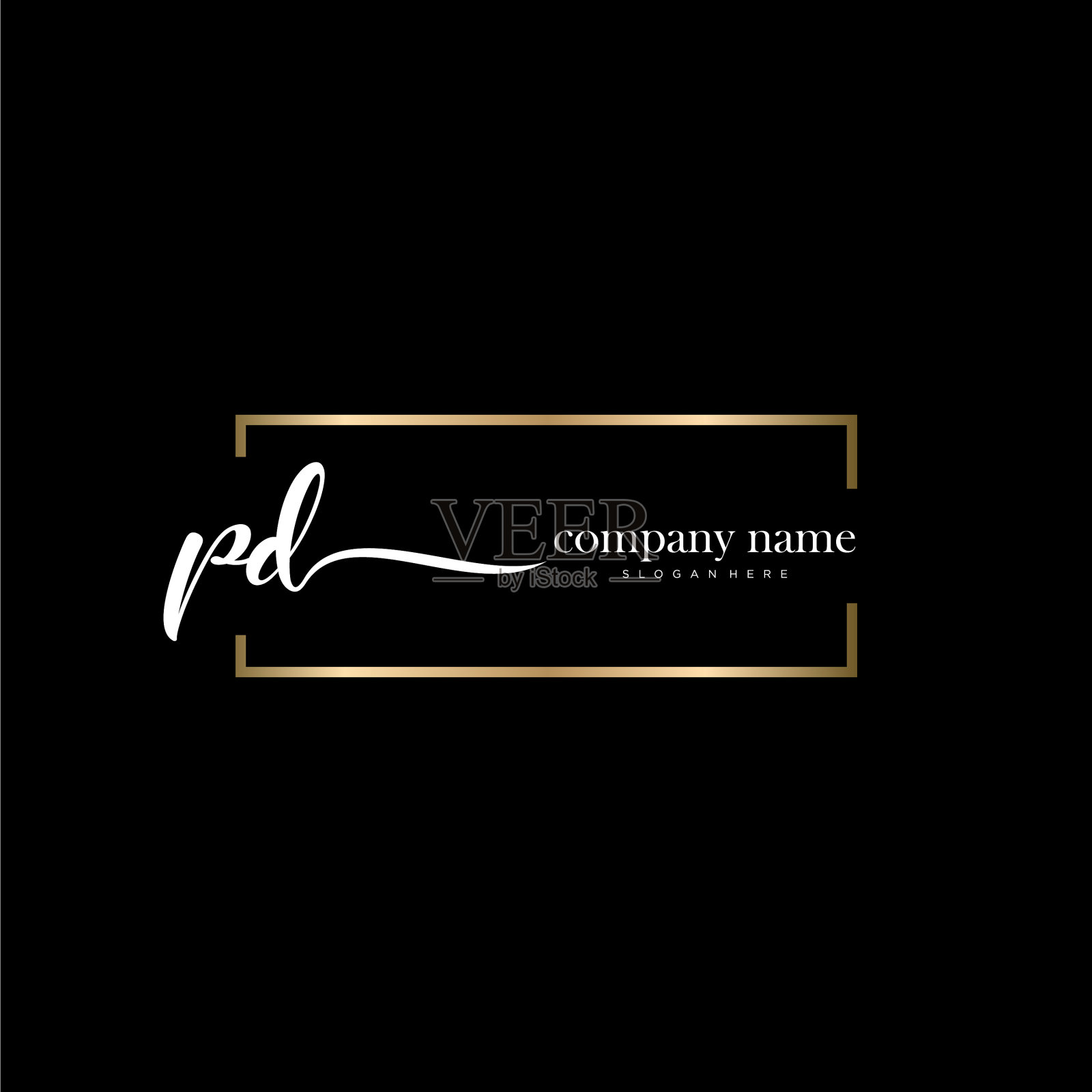 Pd首字母手写logo手绘插画图片素材