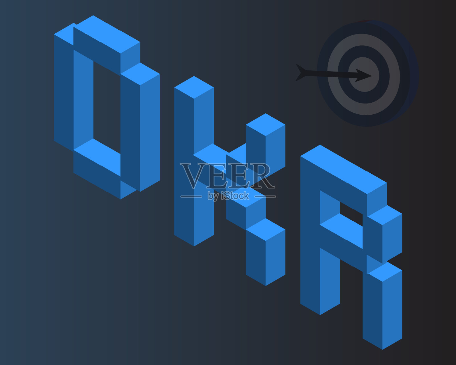 等距okr(客观关键结果)横幅设计元素图片