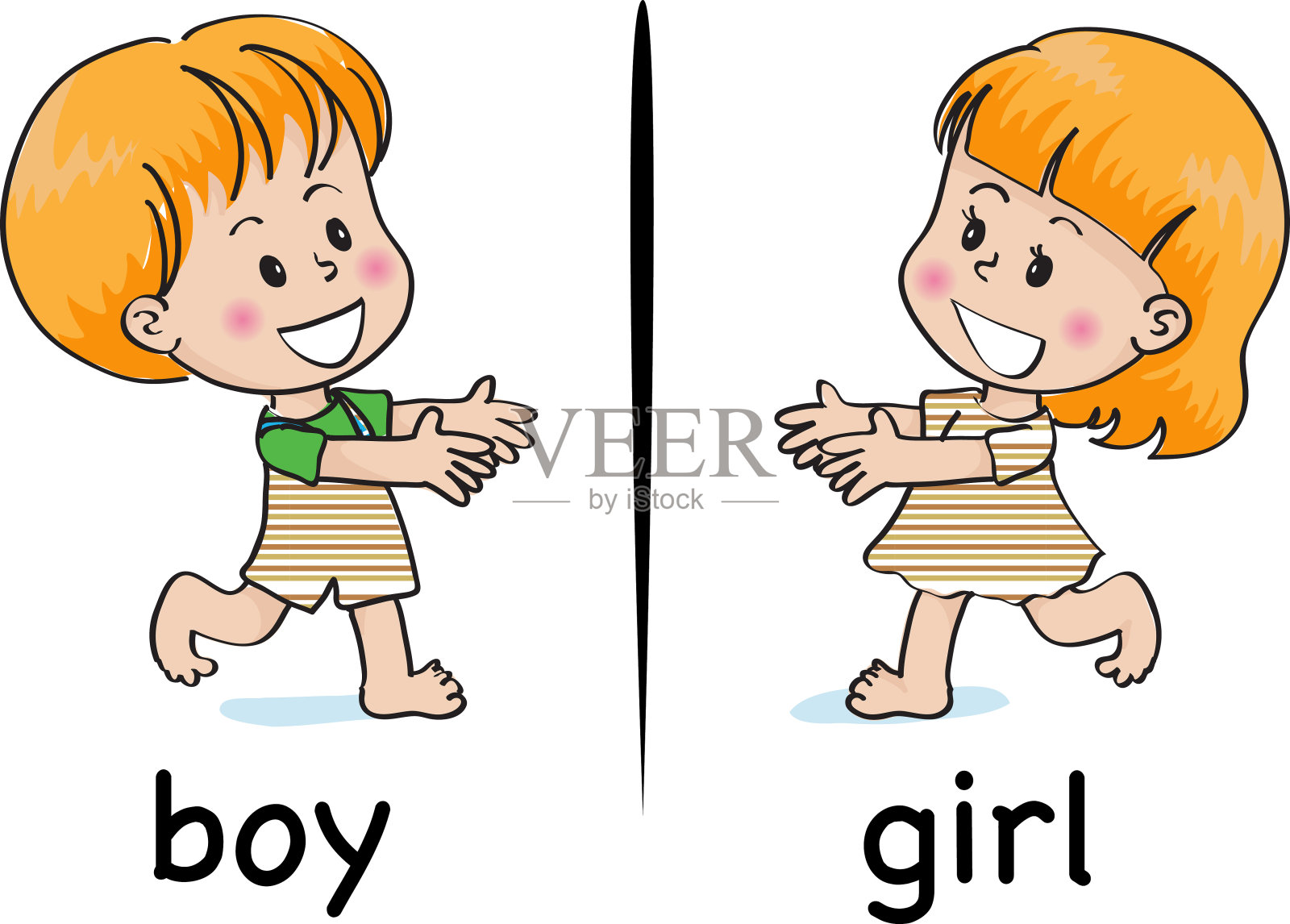 向量男孩和女孩卡通厕所性别标志插画图片素材